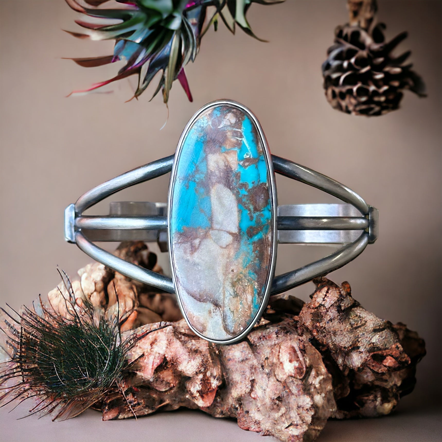 Dave Skeets Ribbon Royston Turquoise & Sterling Silver Cuff Bracelet