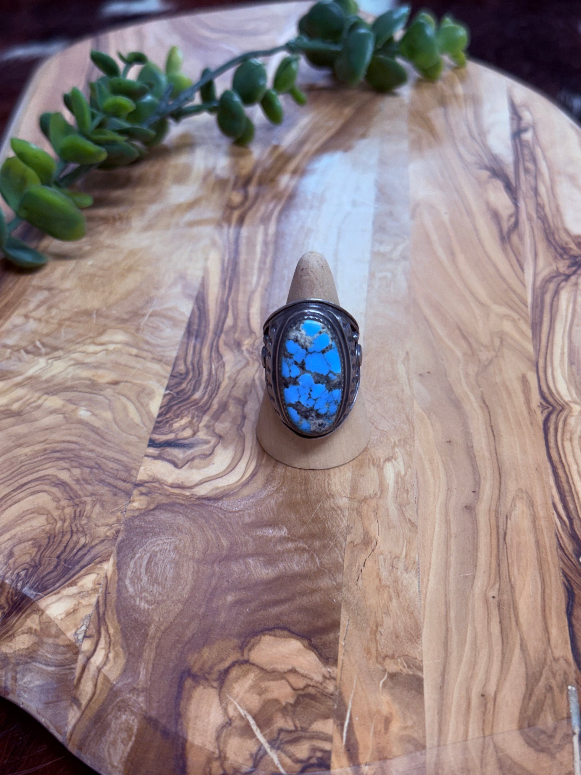 Southwest Handmade Kingman Turquoise & Sterling Silver Ring Size 11