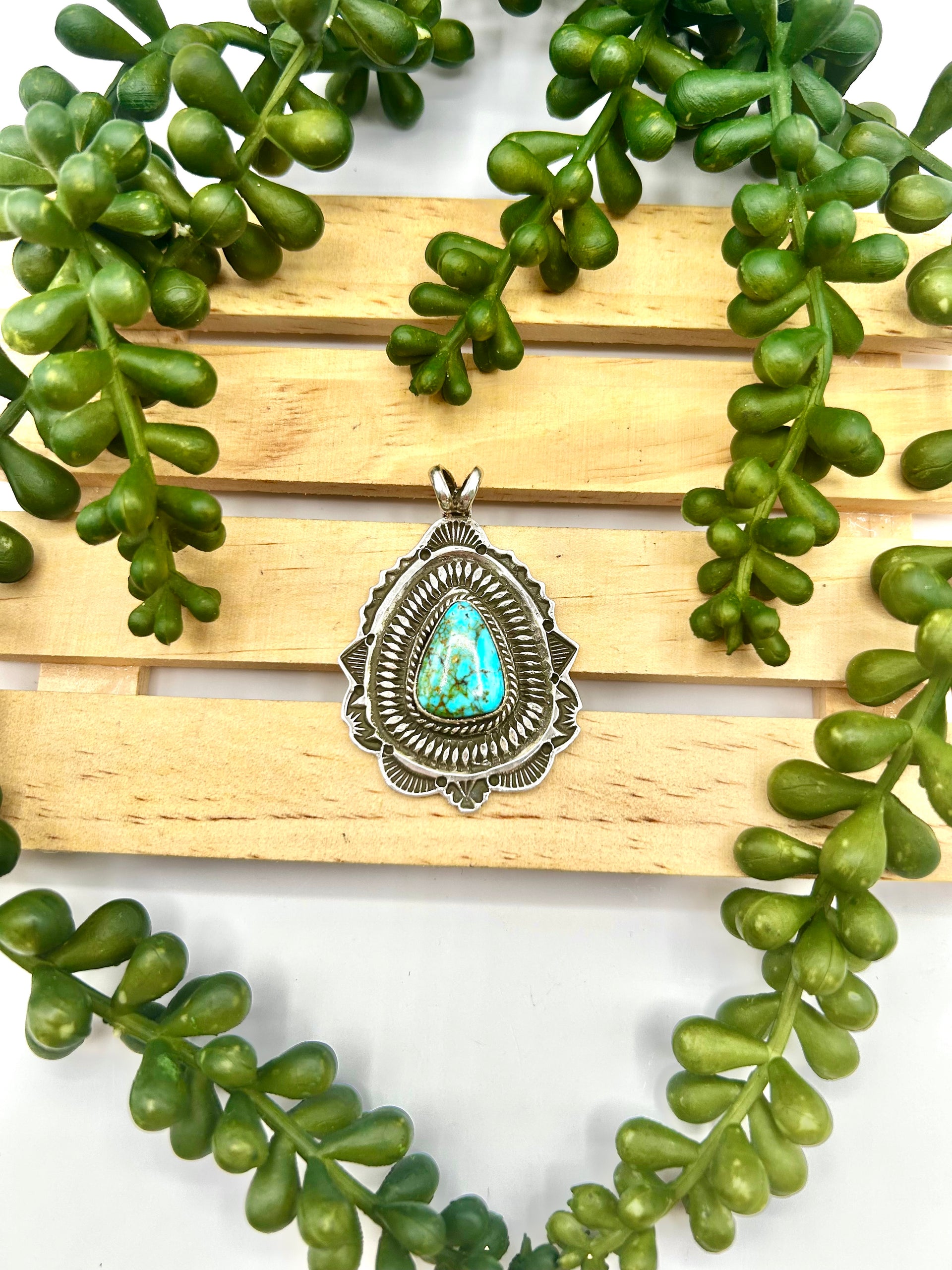 Leonard Maloney Kingman Web Turquoise & Sterling Silver Pendant