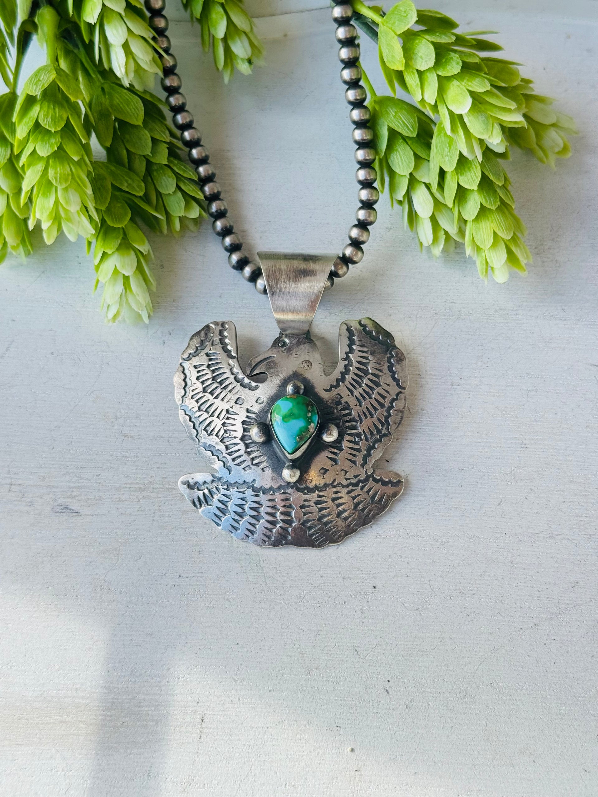 Chimney Butte Sonoran Mountain & Sterling Silver Thunderbird Pendant