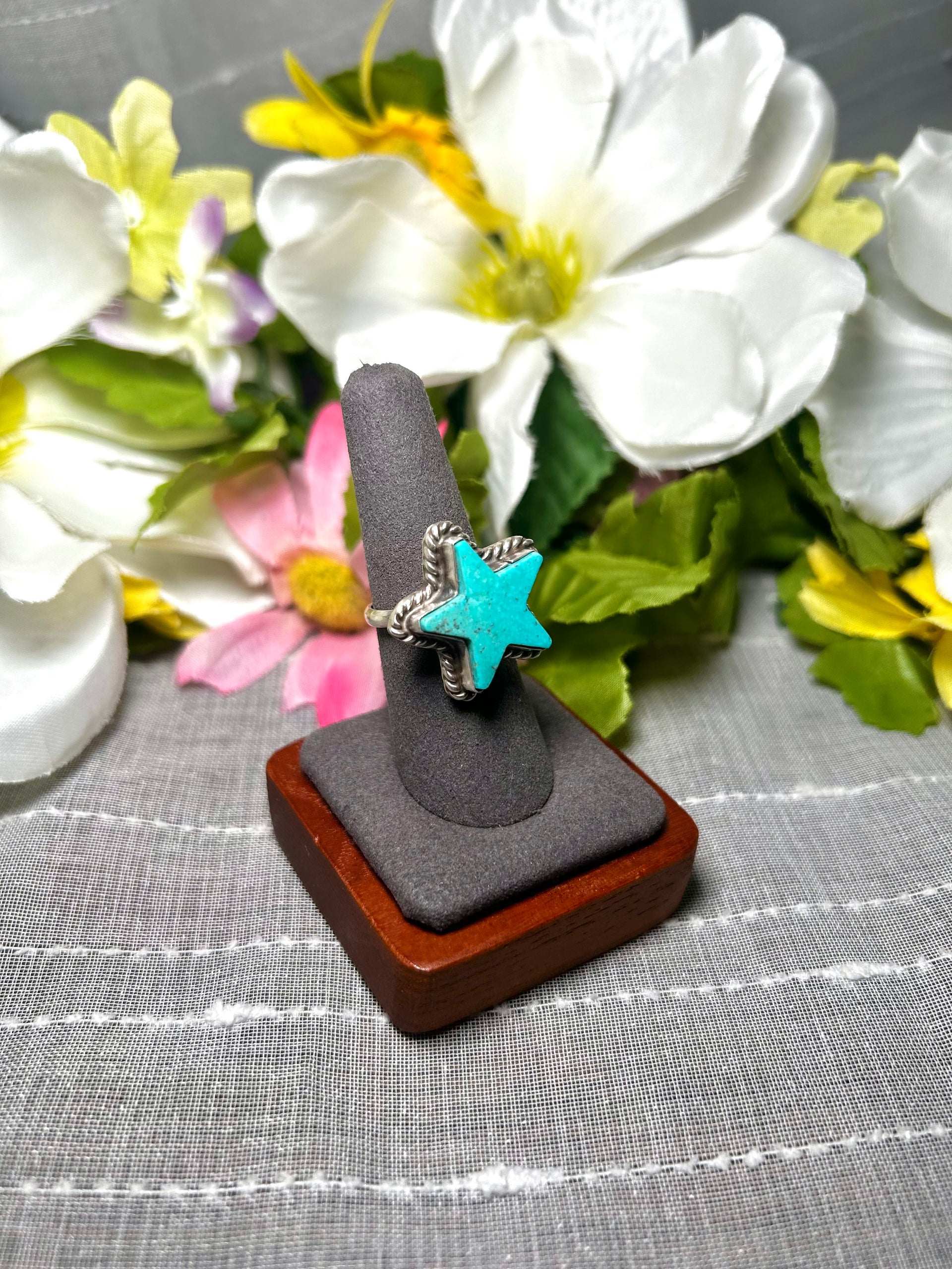 Larson Chee Kingman Turquoise & Sterling Silver Adjustable Ring