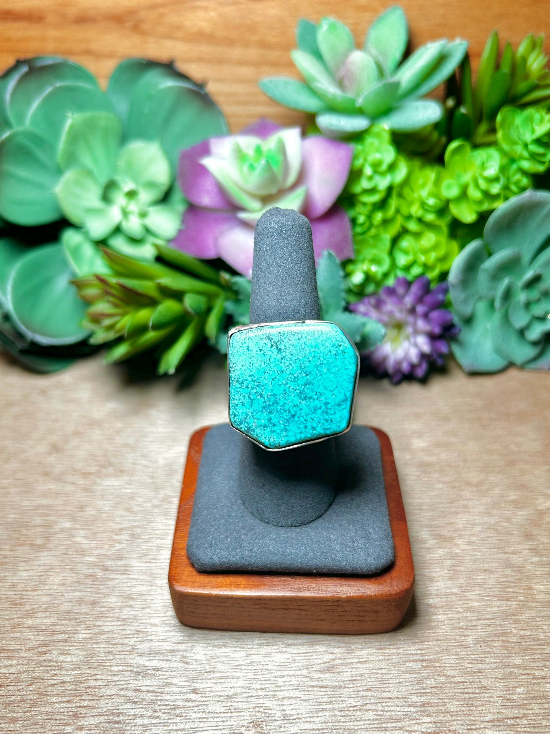 Navajo Made Kingman Turquoise & Sterling Silver Ring Size 8