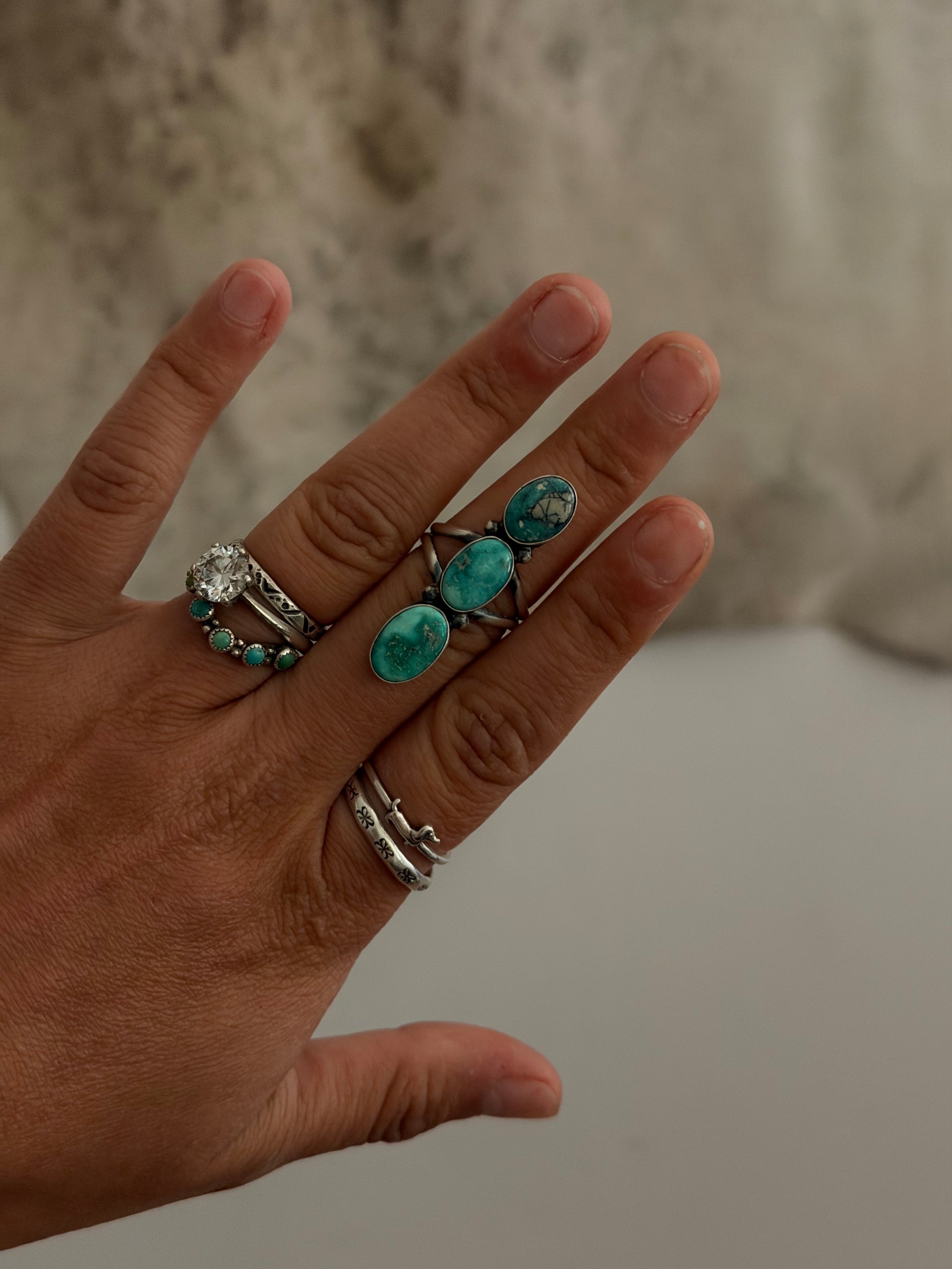 Dave Skeets Royston Turquoise & Sterling Silver Ring Size 6.5