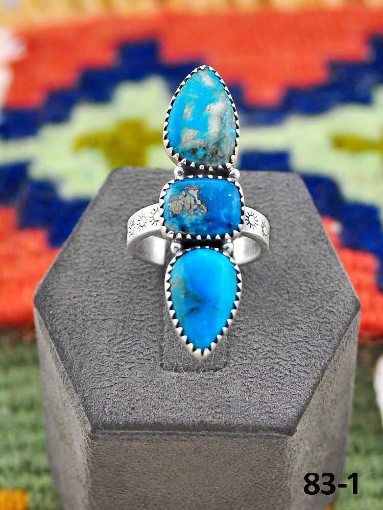 Southwest Handmade Ithaca Peak Turquoise & Sterling Silver Adjustable Ring