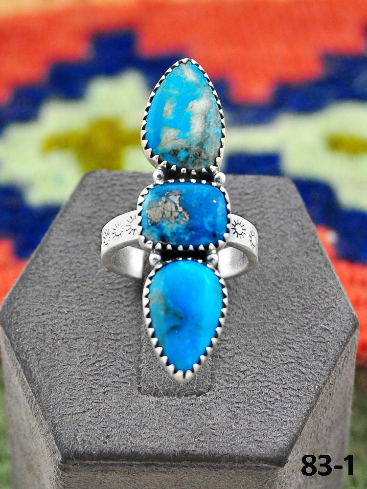 Southwest Handmade Ithaca Peak Turquoise & Sterling Silver Adjustable Ring