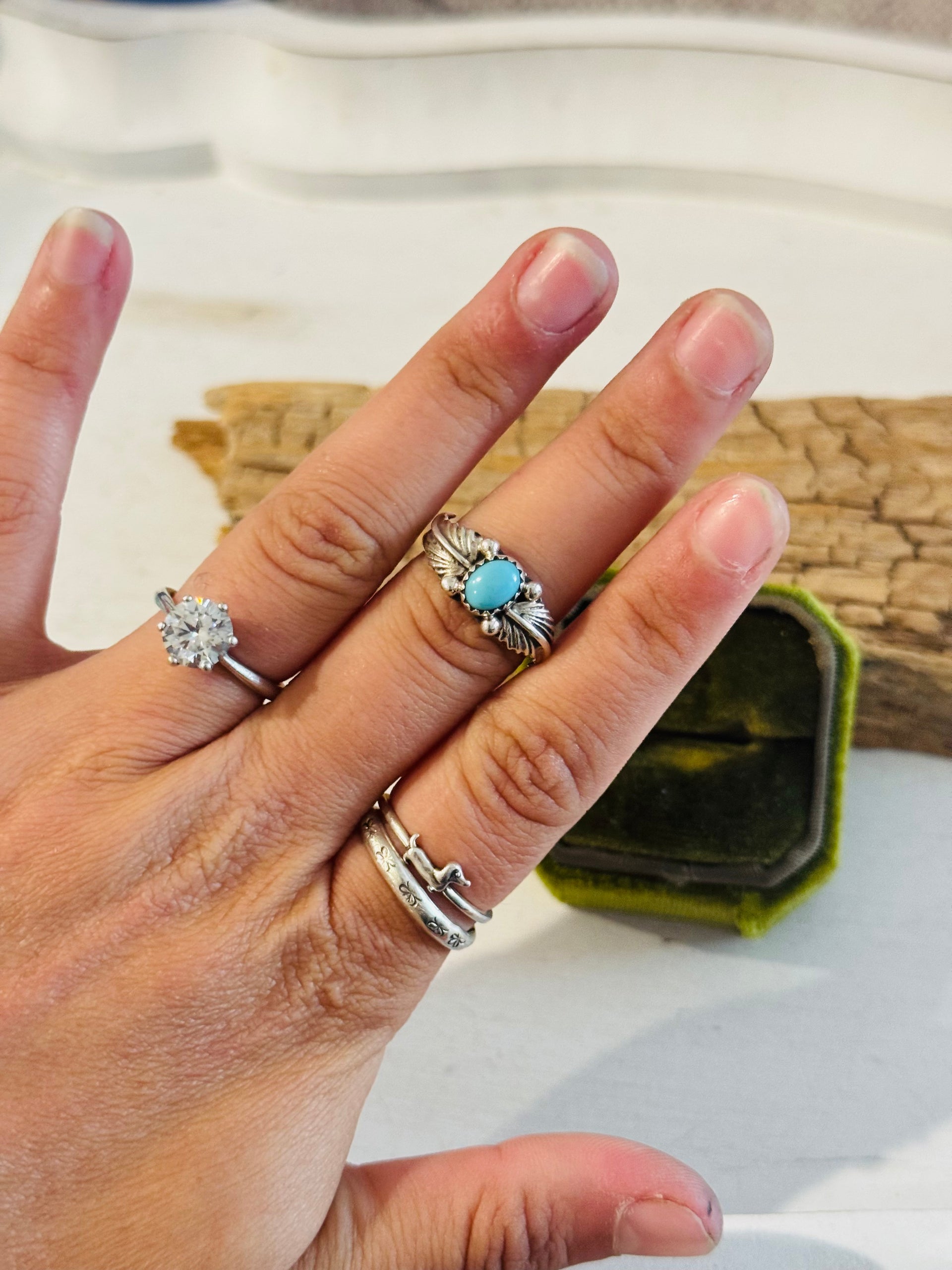 Navajo Made Kingman Turquoise & Sterling Silver Ring