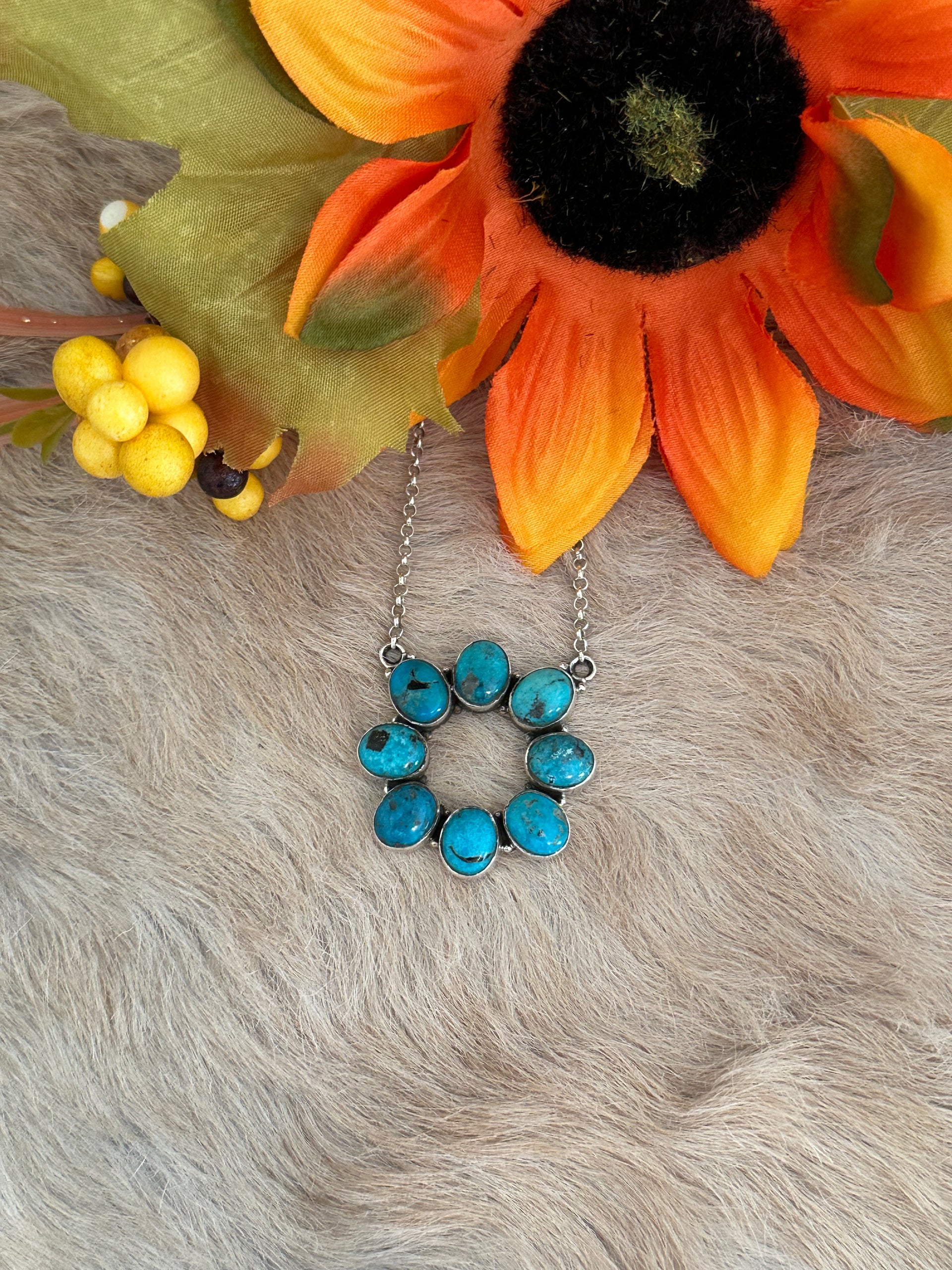 Southwest Made Kingman Turquoise & Sterling Silver Necklace
