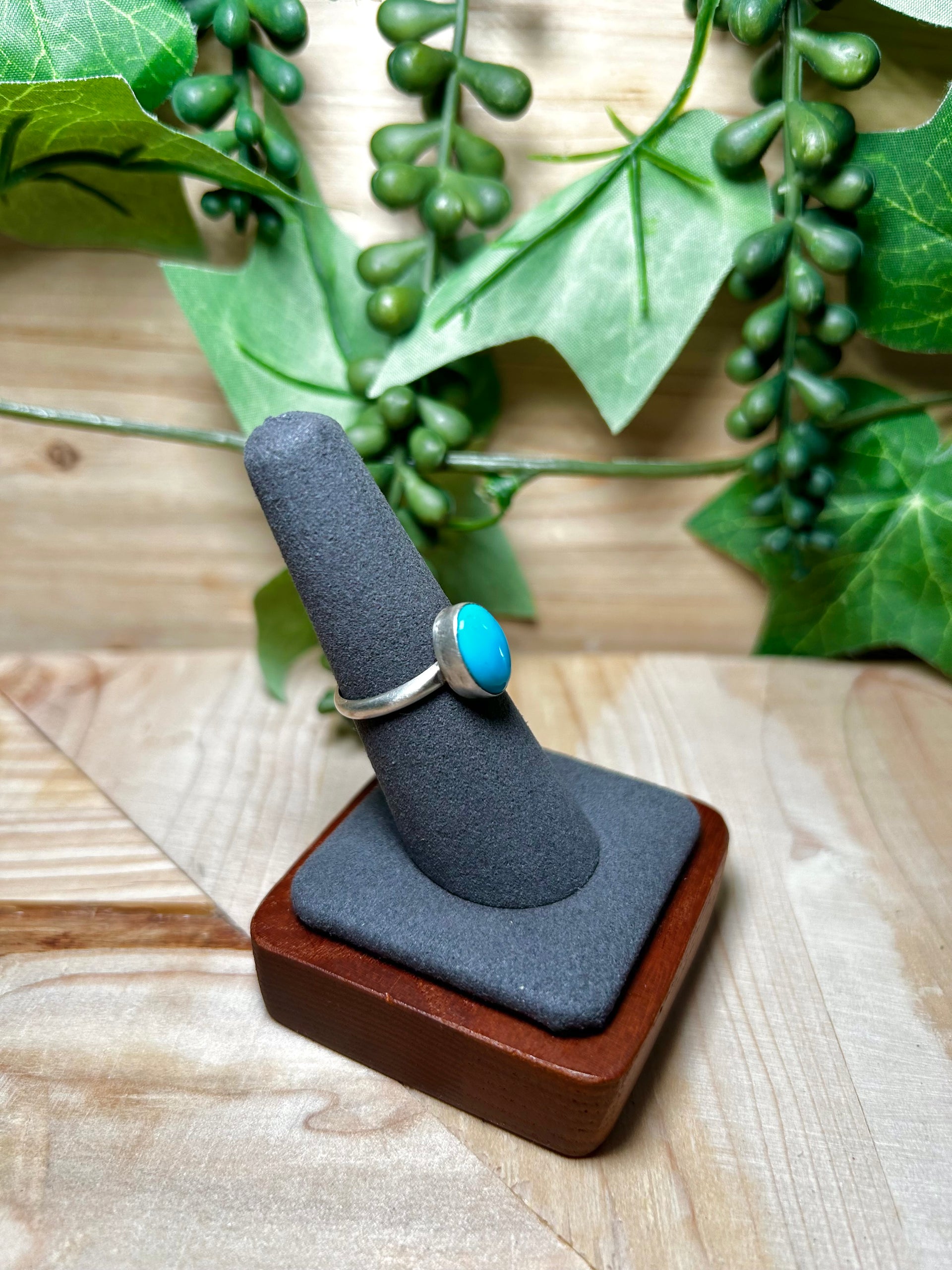 Navajo Made Kingman Turquoise & Sterling Silver Ring Size 7