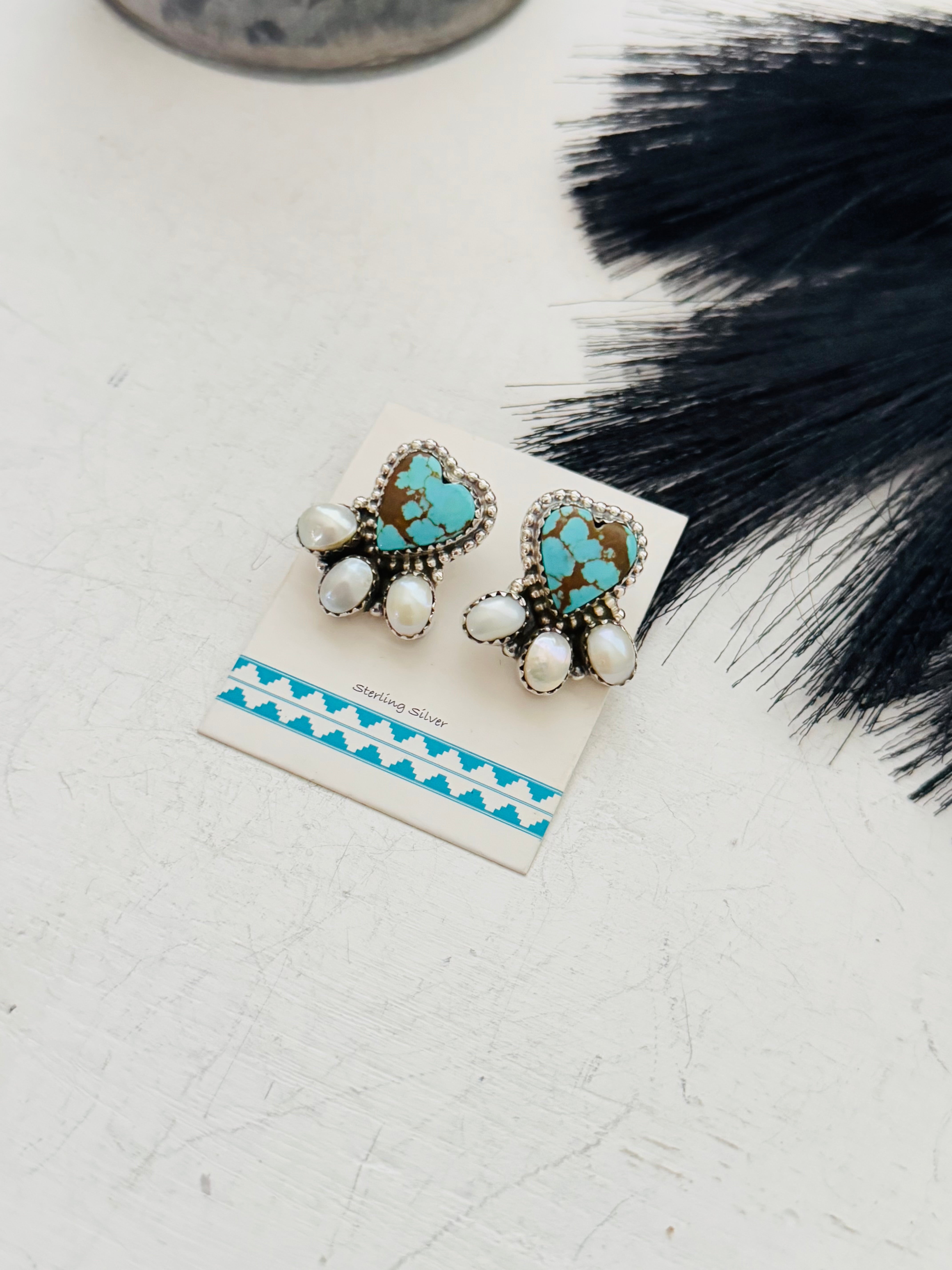 Southwest Handmade Multi Stone & Sterling Silver Post Earrings