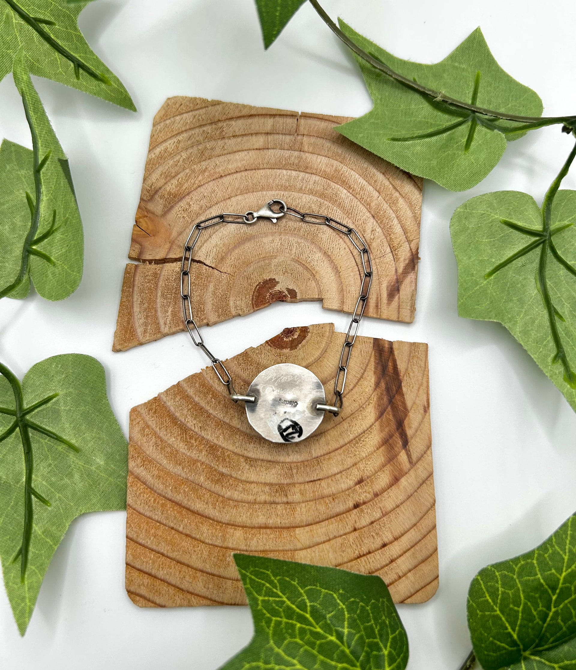 Navajo Made White Buffalo & Sterling Silver Link Bracelet