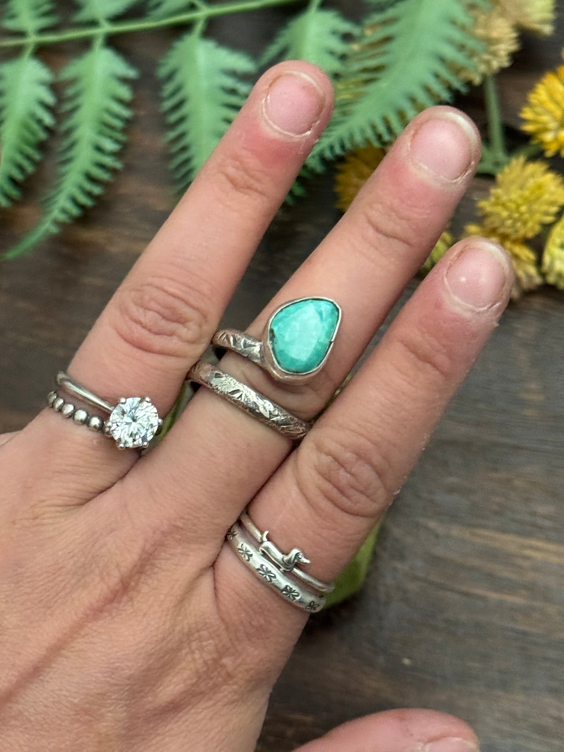 Jude Candalaria Kingman Turquoise Sterling Silver Adjustable Ring