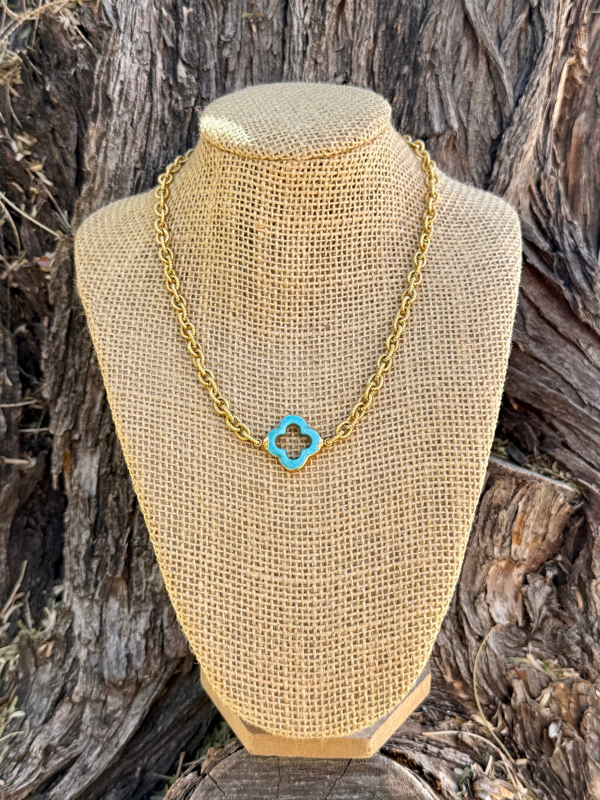 Eileen Quezada Kingman Turquoise & 24k Gold Plated Sterling Silver Necklace