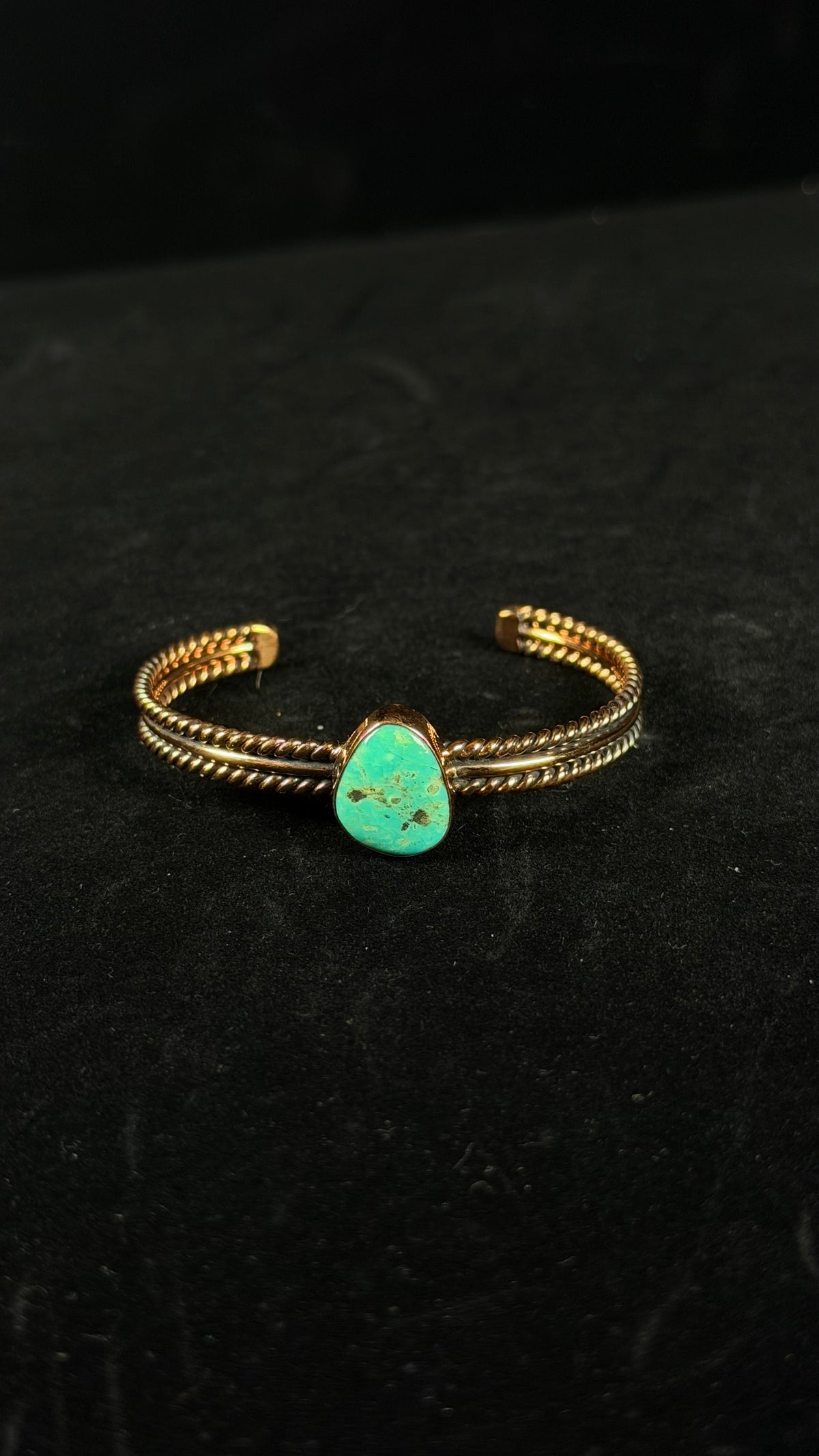 Navajo Made Kingman Turquoise & Copper Cuff Bracelet