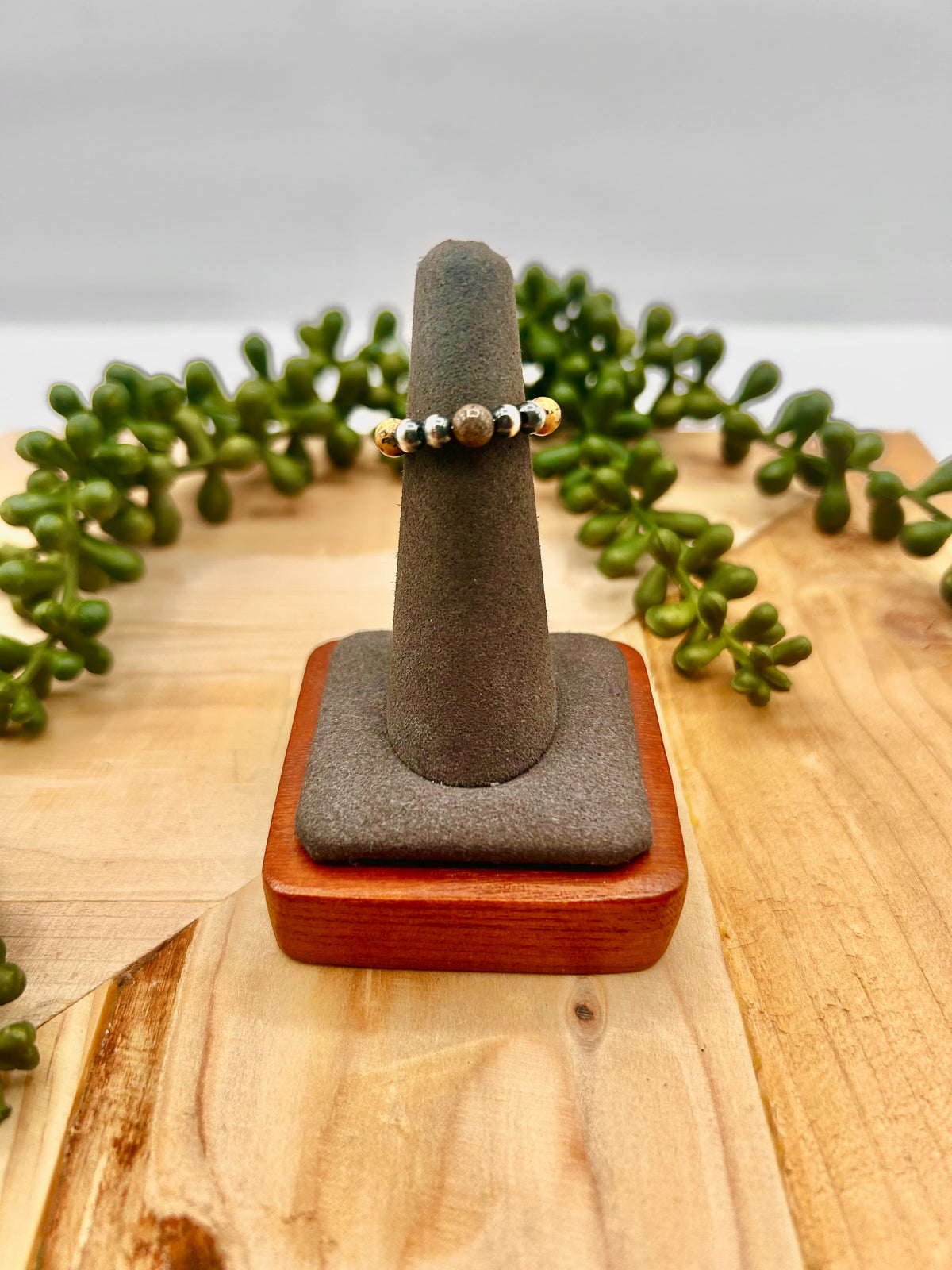 Navajo Made Jasper & Sterling Silver Strung Ring