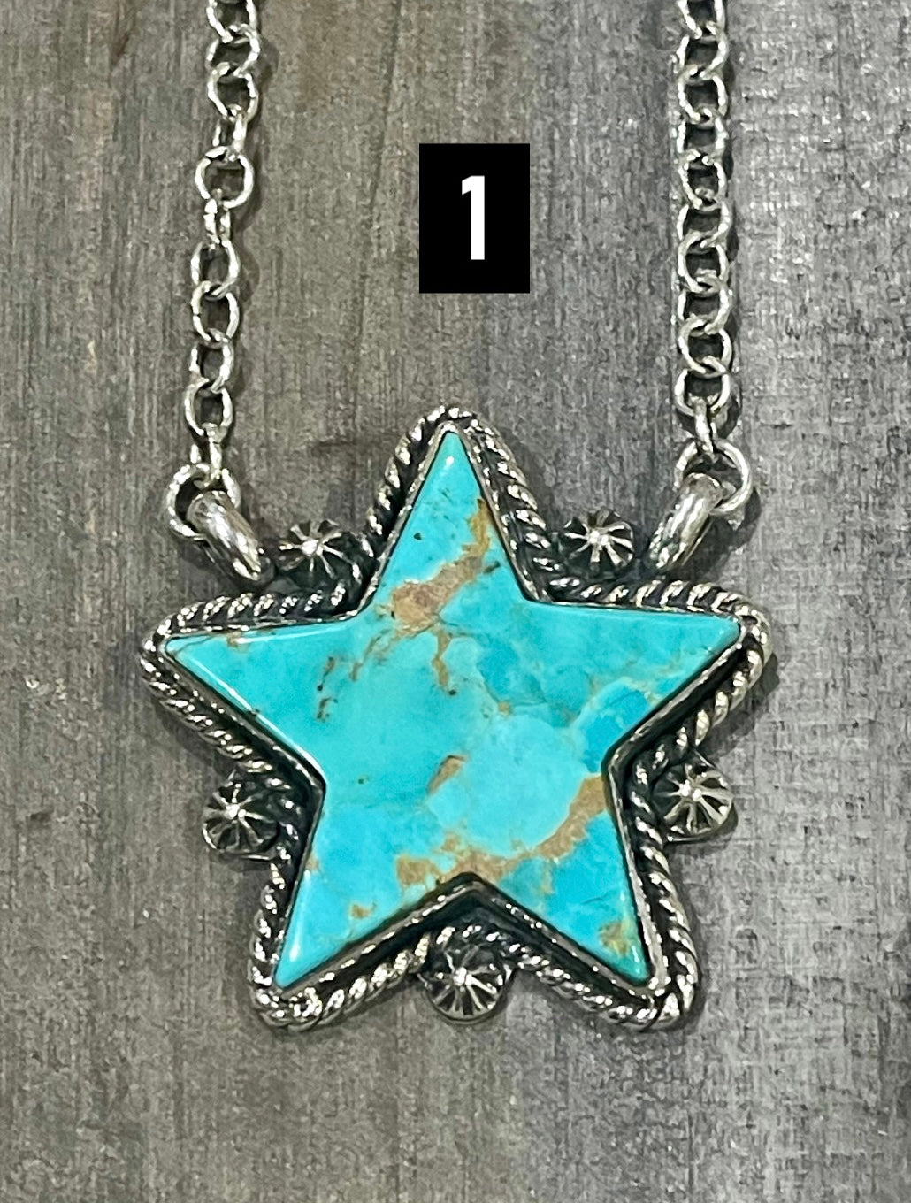 Southwest Handmade Kingman Turquoise & Sterling Silver Star Necklace