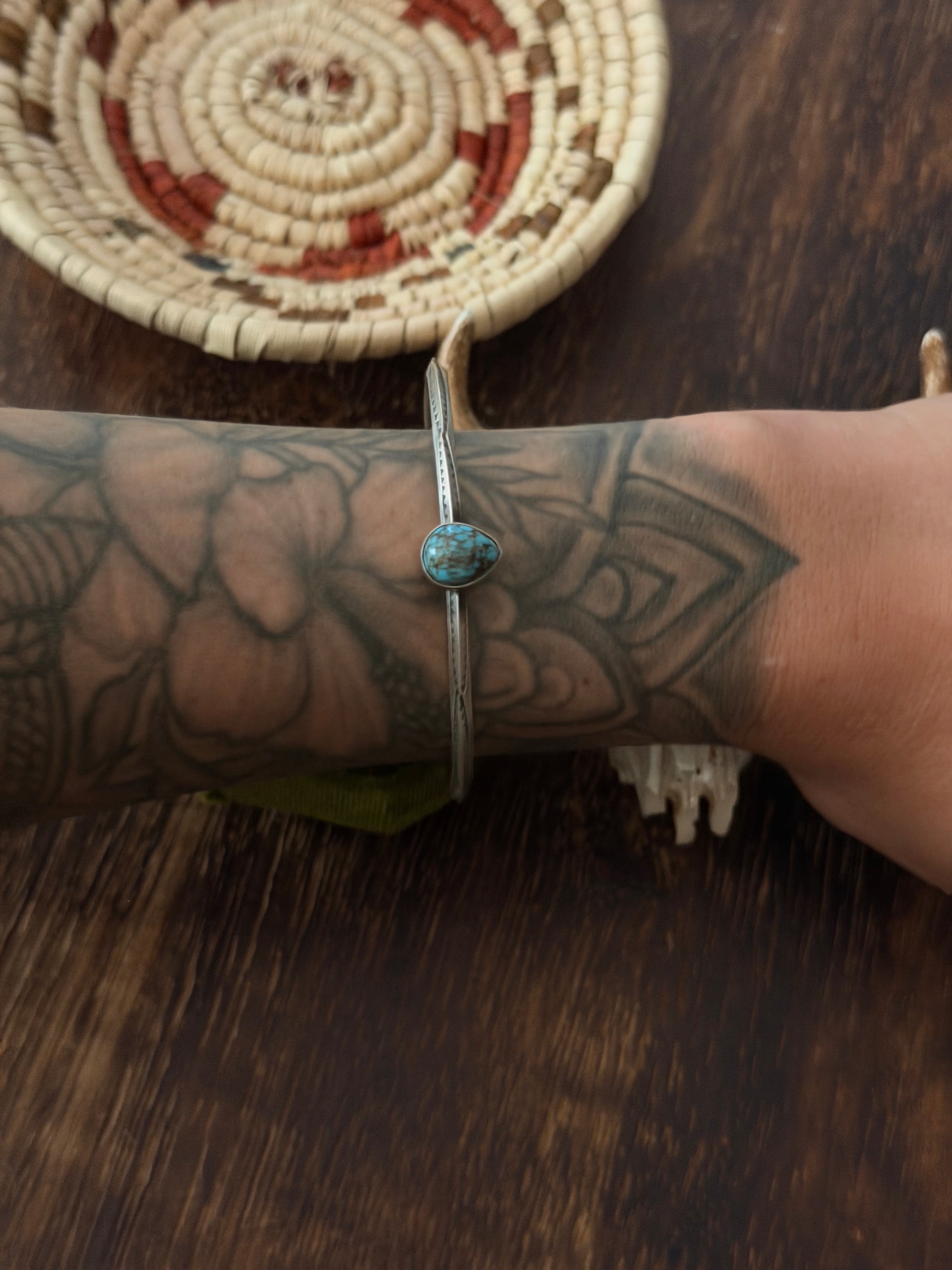 Navajo Made Mine 8 Turquoise  & Sterling Silver Cuff Bracelet