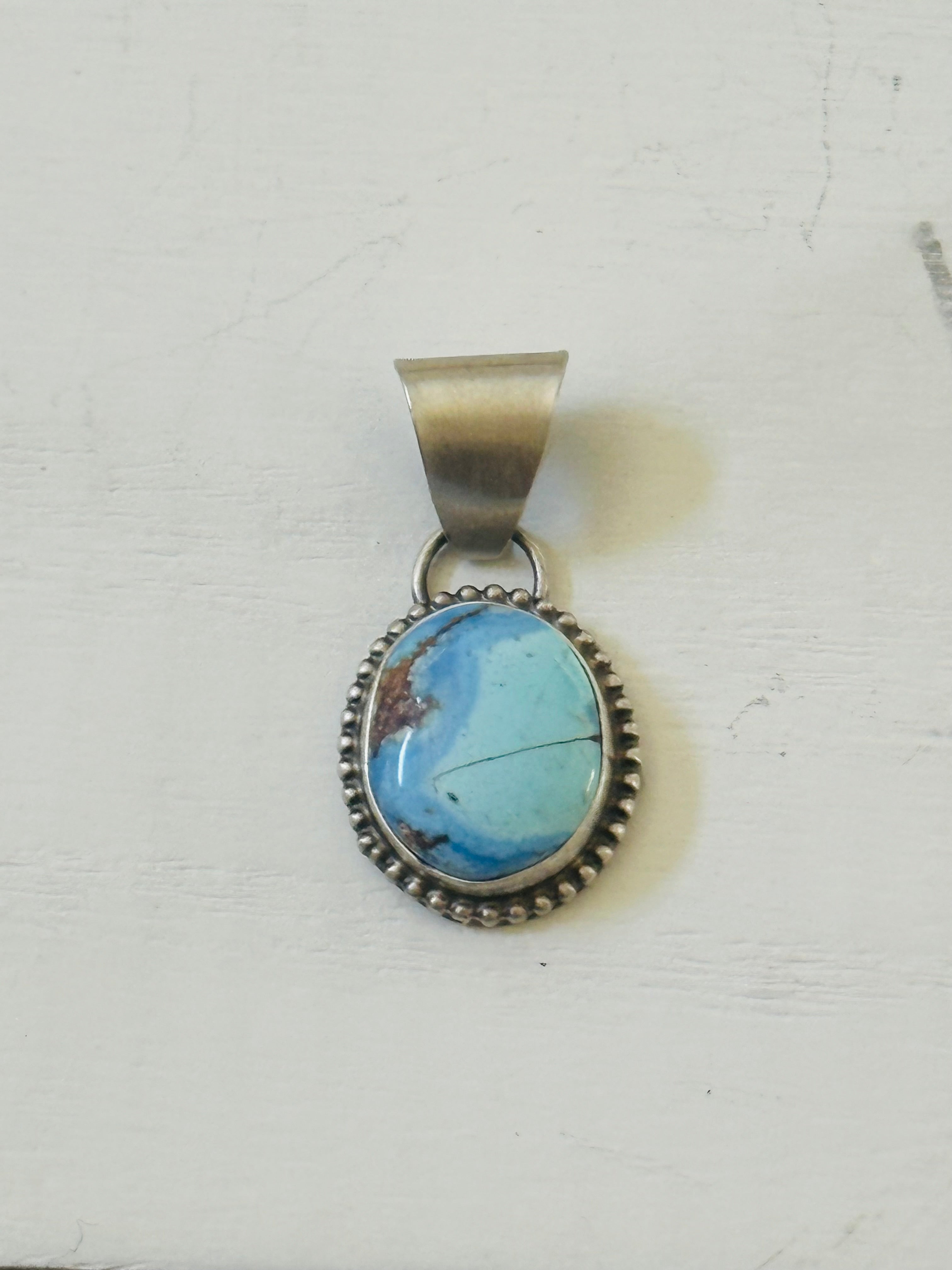 Navajo Made Golden Hills Turquoise & Sterling Silver Pendant