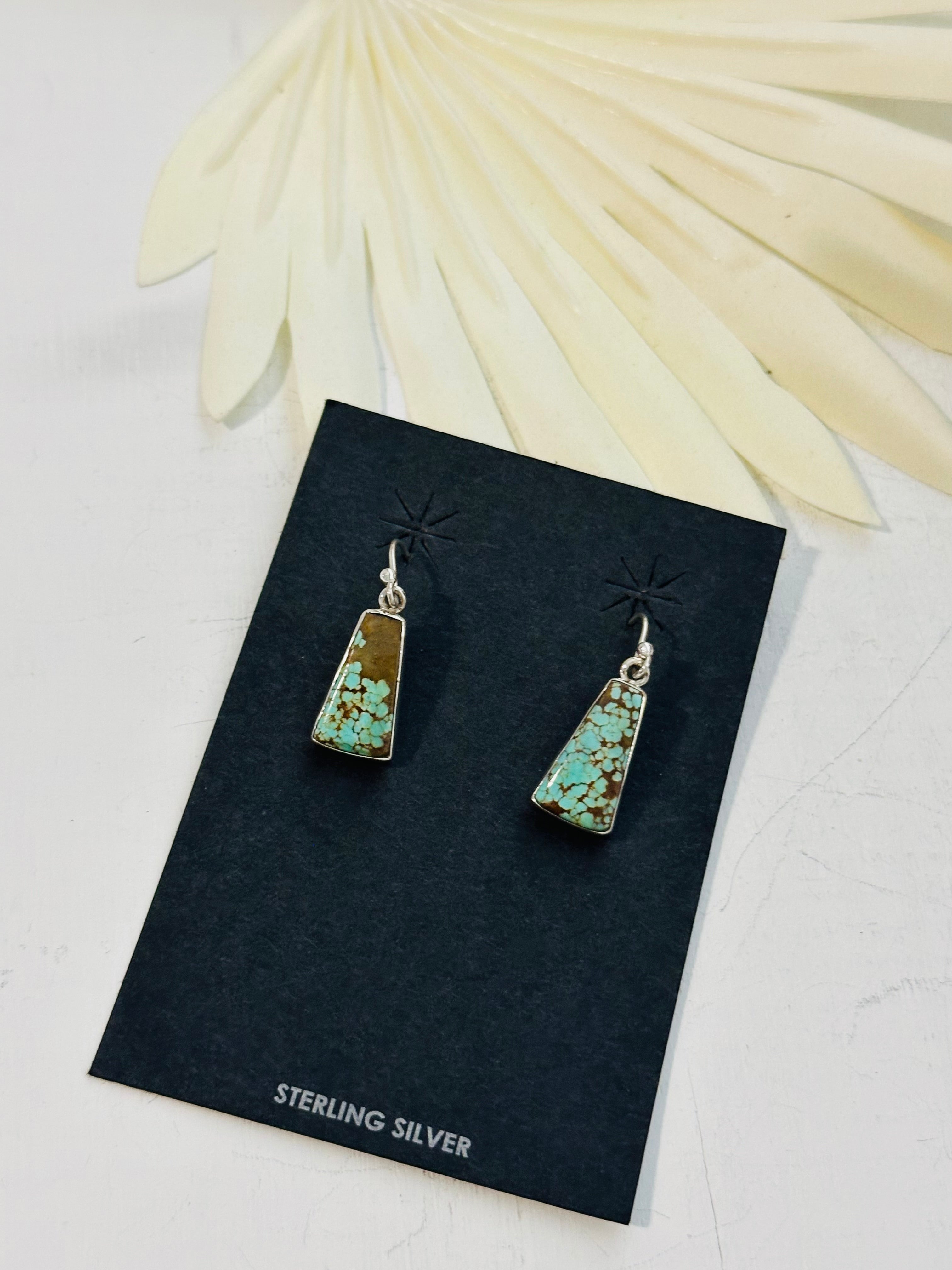 Southwest Handmade #8 Turquoise & Sterling Silver Dangle Earrings