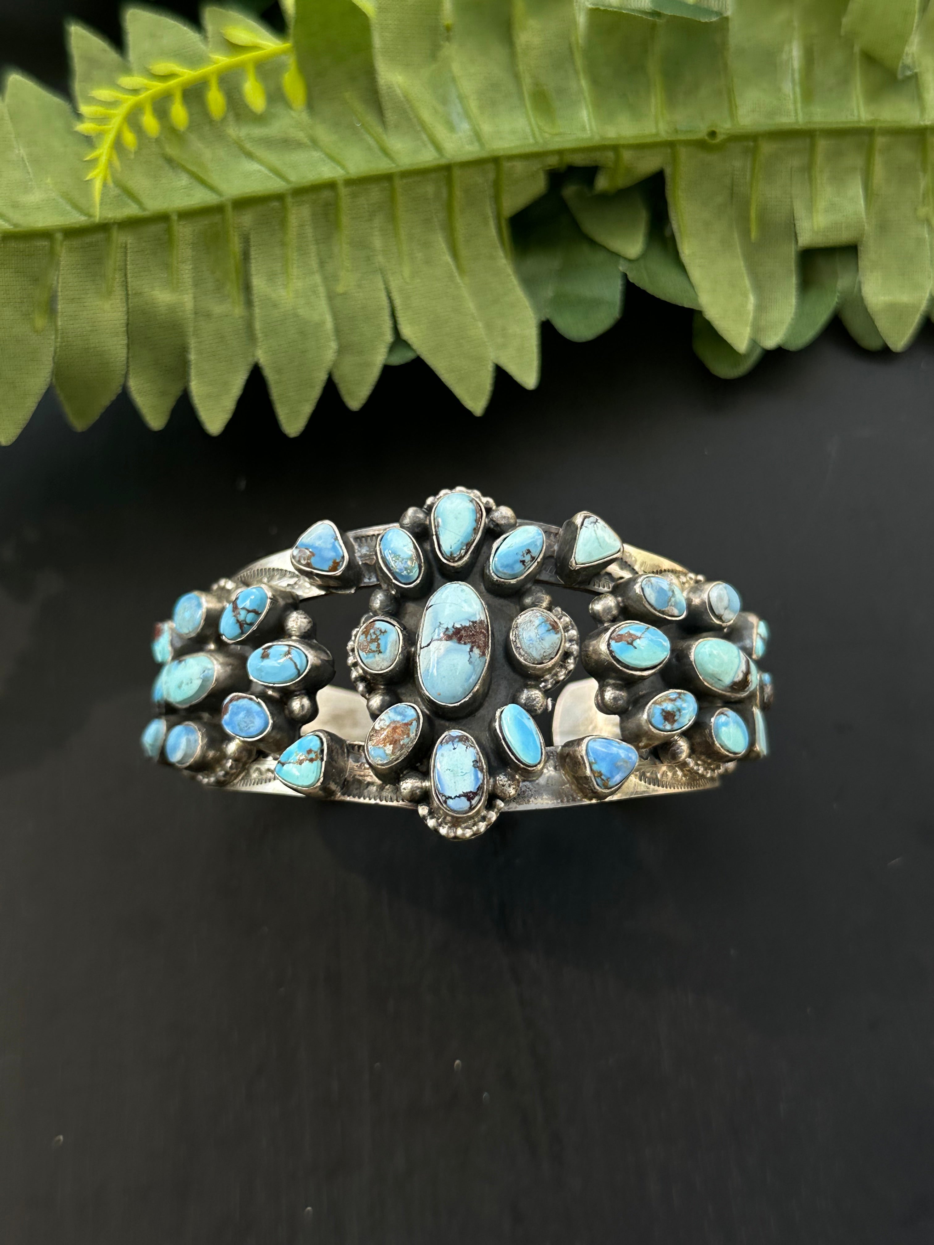 Bobby Johnson Golden Hills Turquoise & Sterling Silver Cuff Bracelet