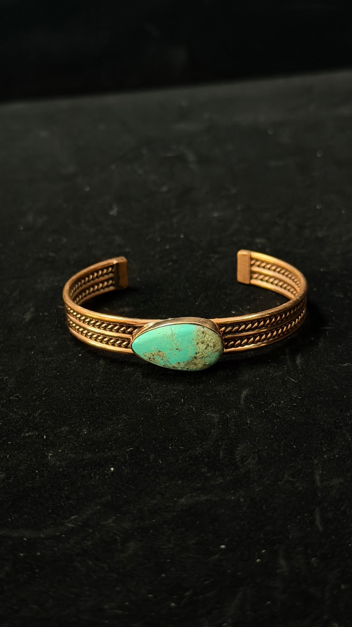 Navajo Made Kingman Turquoise & Copper Cuff Bracelet