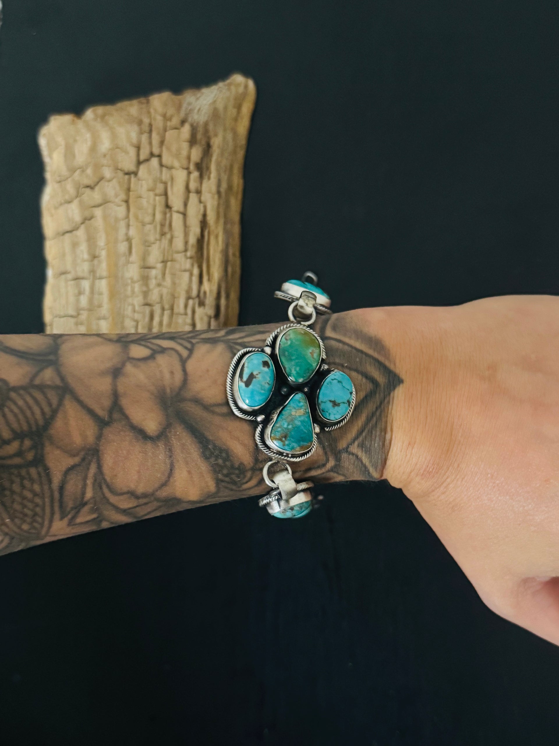 Ella Peters Mixed Turquoise & Sterling Silver Link Bracelet