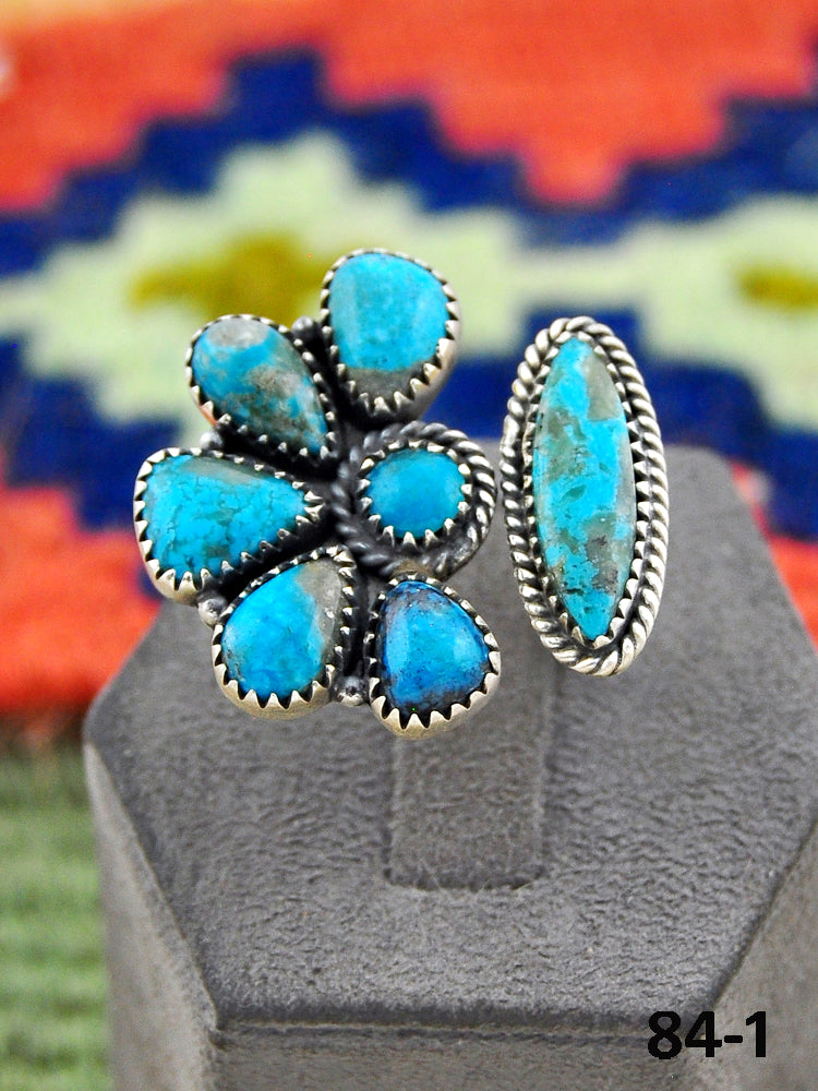 Southwest Handmade Ithaca Peak Turquoise & Sterling Silver Adjustable Ring