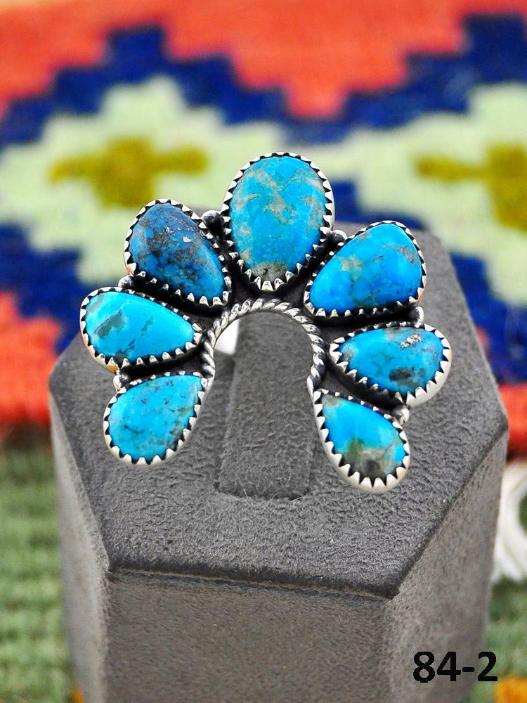 Southwest Handmade Ithaca Peak Turquoise & Sterling Silver Adjustable Ring