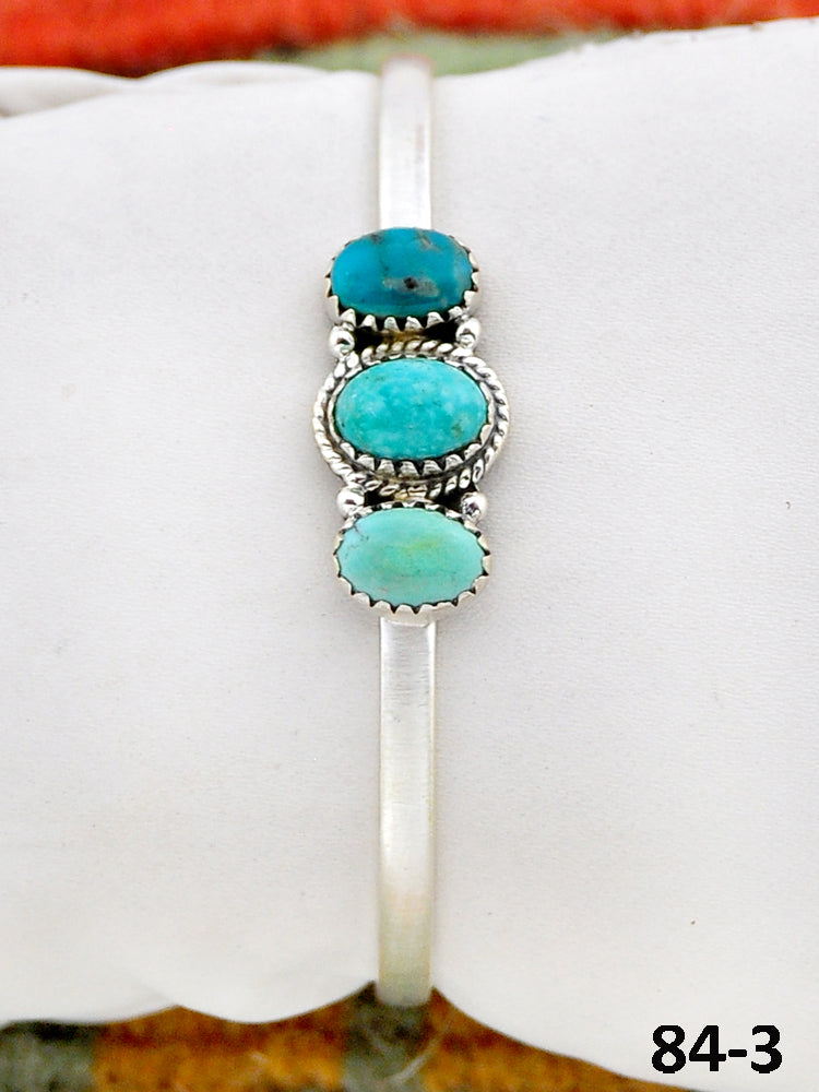 Southwest Made Campitos Turquoise & Sterling Silver Cuff Bracelet