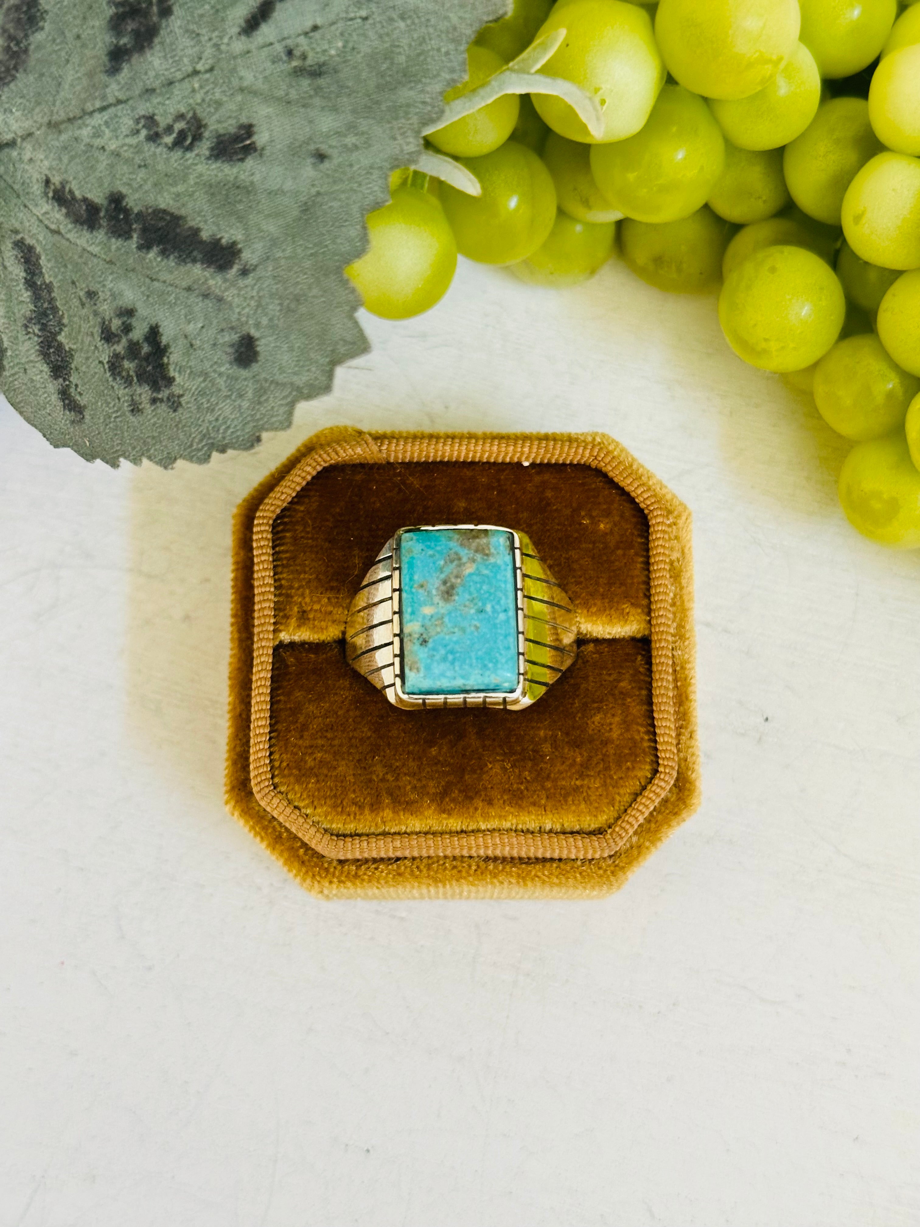 Ray Jack Kingman Turquoise & Sterling Silver Ring Size 12.75