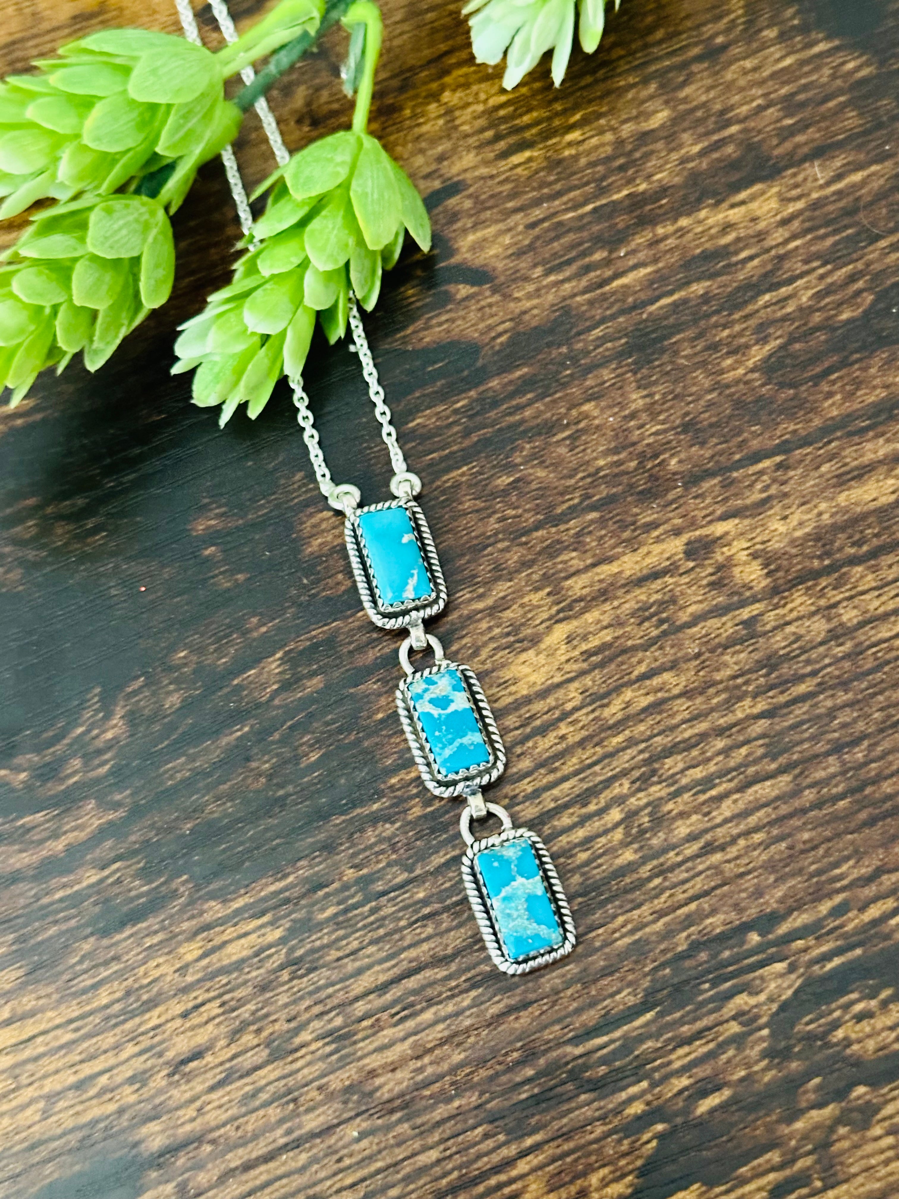 Southwest Handmade Kingman Turquoise & Sterling Silver Necklace