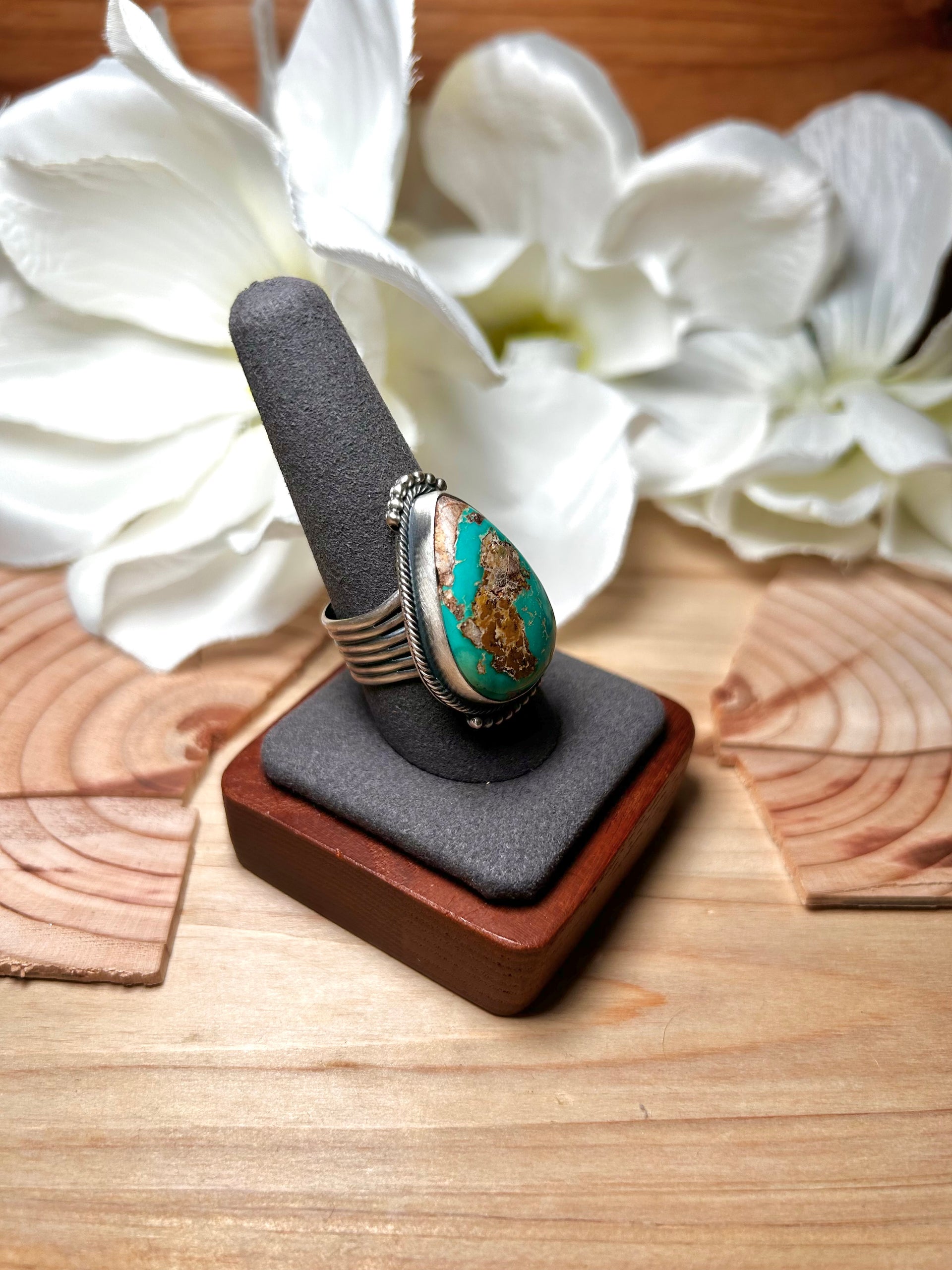 Navajo Made Royston Turquoise & Sterling Silver Ring Size 10