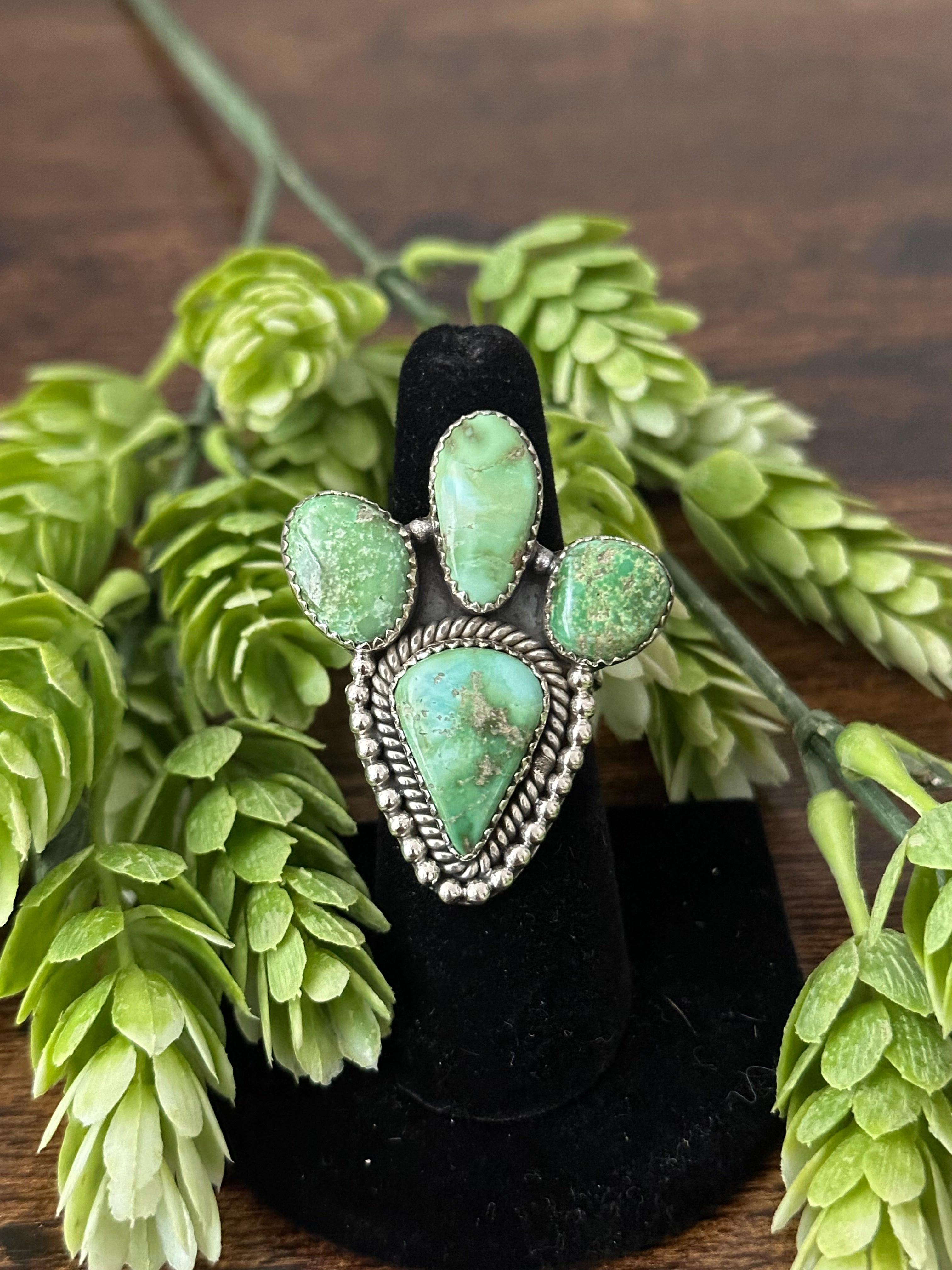 Southwest Handmade Sonoran Mountain Turquoise & Sterling Silver Adjustable Ring