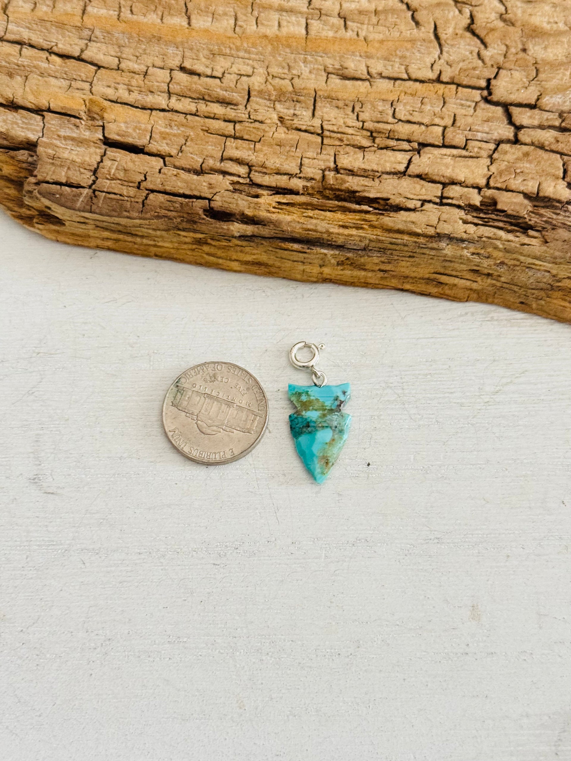 Navajo Made Mohave Turquoise & Sterling Silver Arrowhead Charms