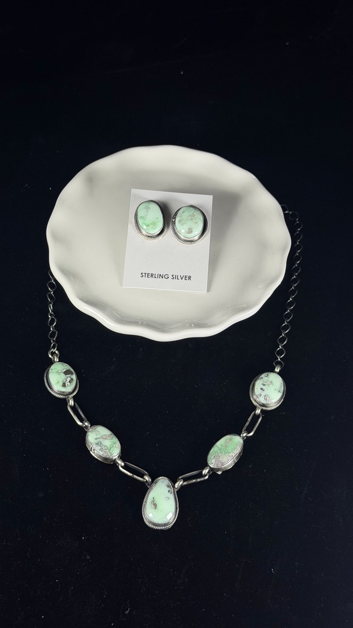 Myra Benally Paloma Variscite & Sterling Silver Necklace Set