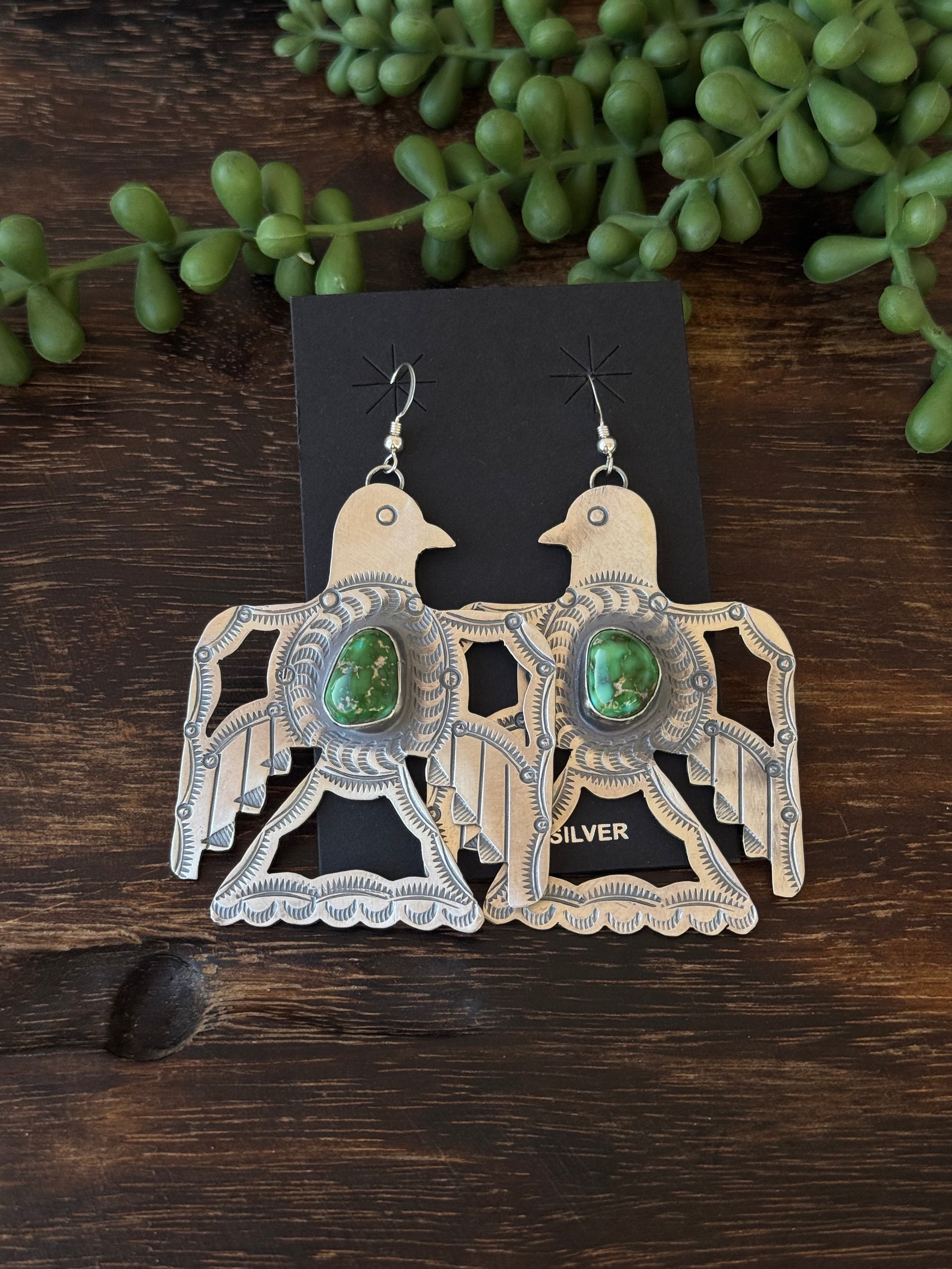 Navajo Made Sonoran Gold & Sterling Silver Dangle Thunderbird Earrings