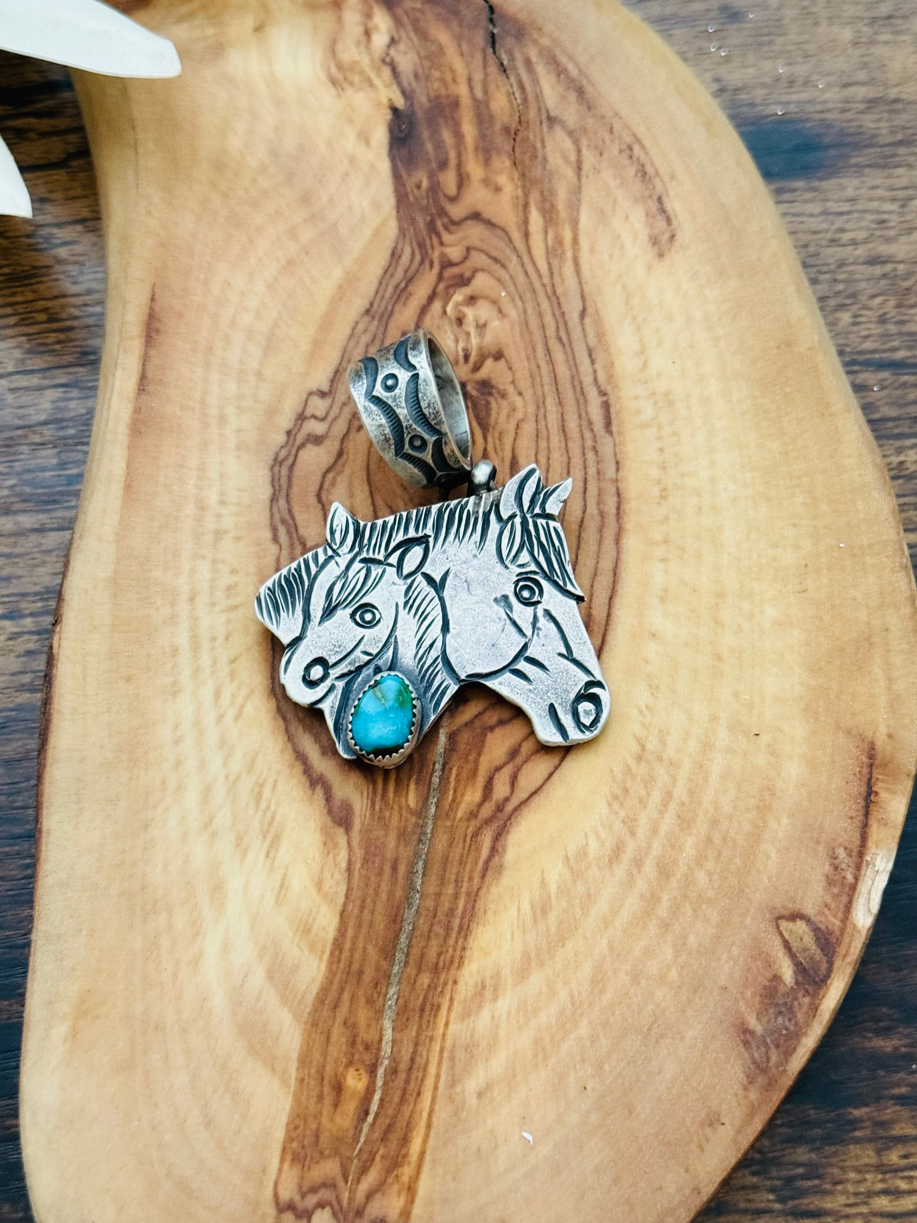 Kindale Billah Sonoran Mountain Turquoise & Sterling Silver Horse Pendant