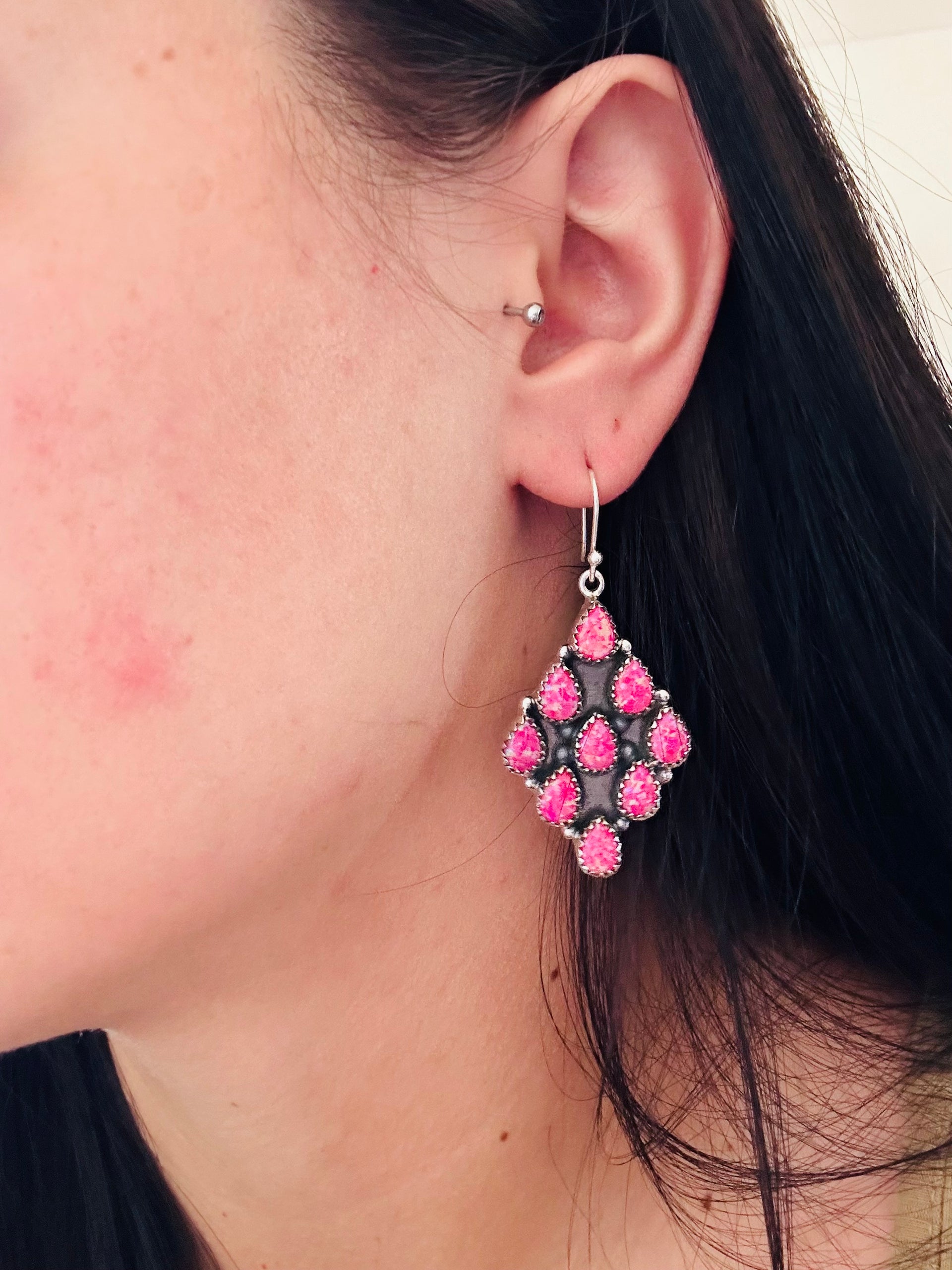 TTD “The Teagan” Pink Opal & Sterling Silver Earrings