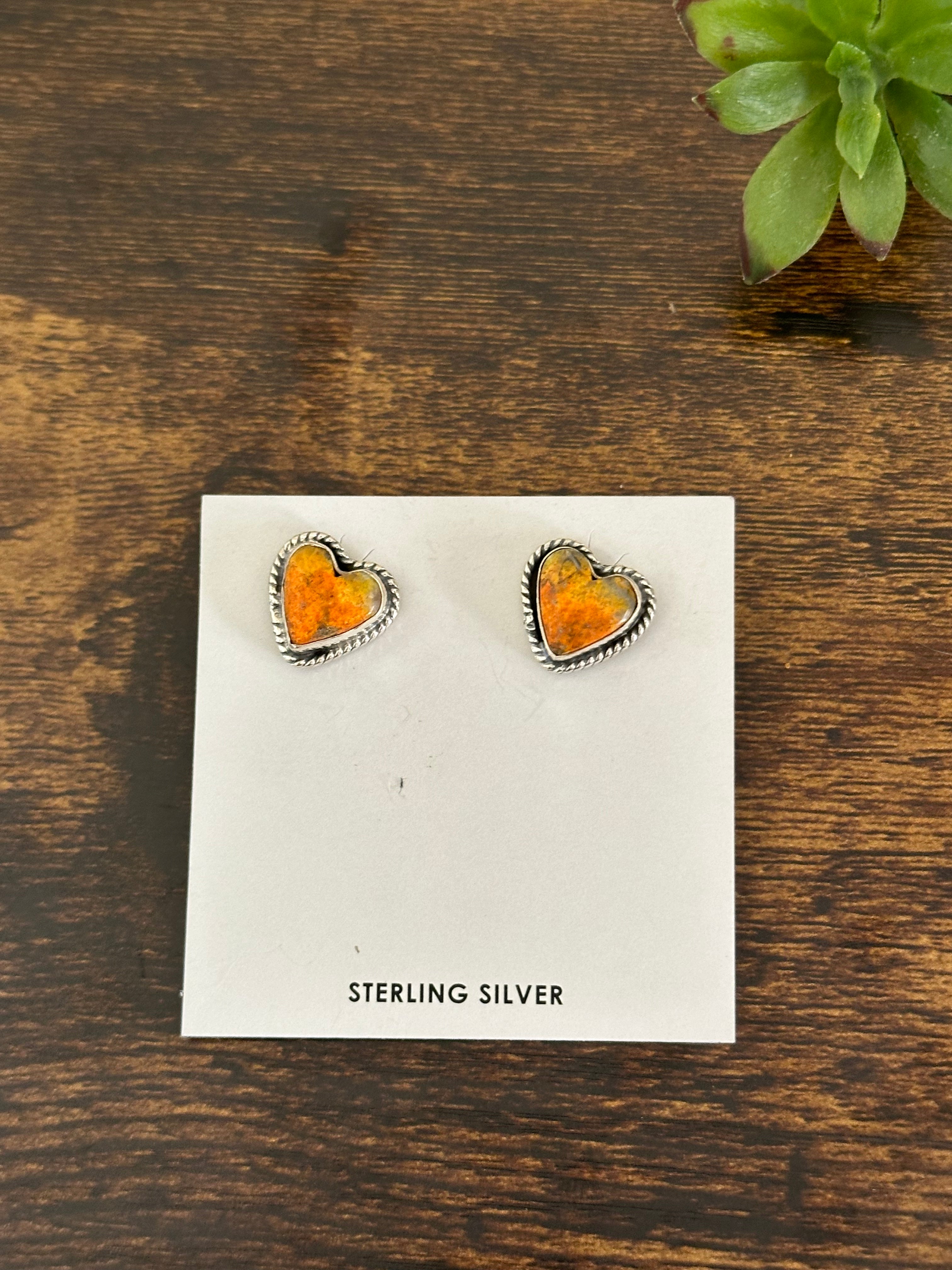 Southwest Made Bumblebee Jasper & Sterling Silver Heart Chocker Necklace Set