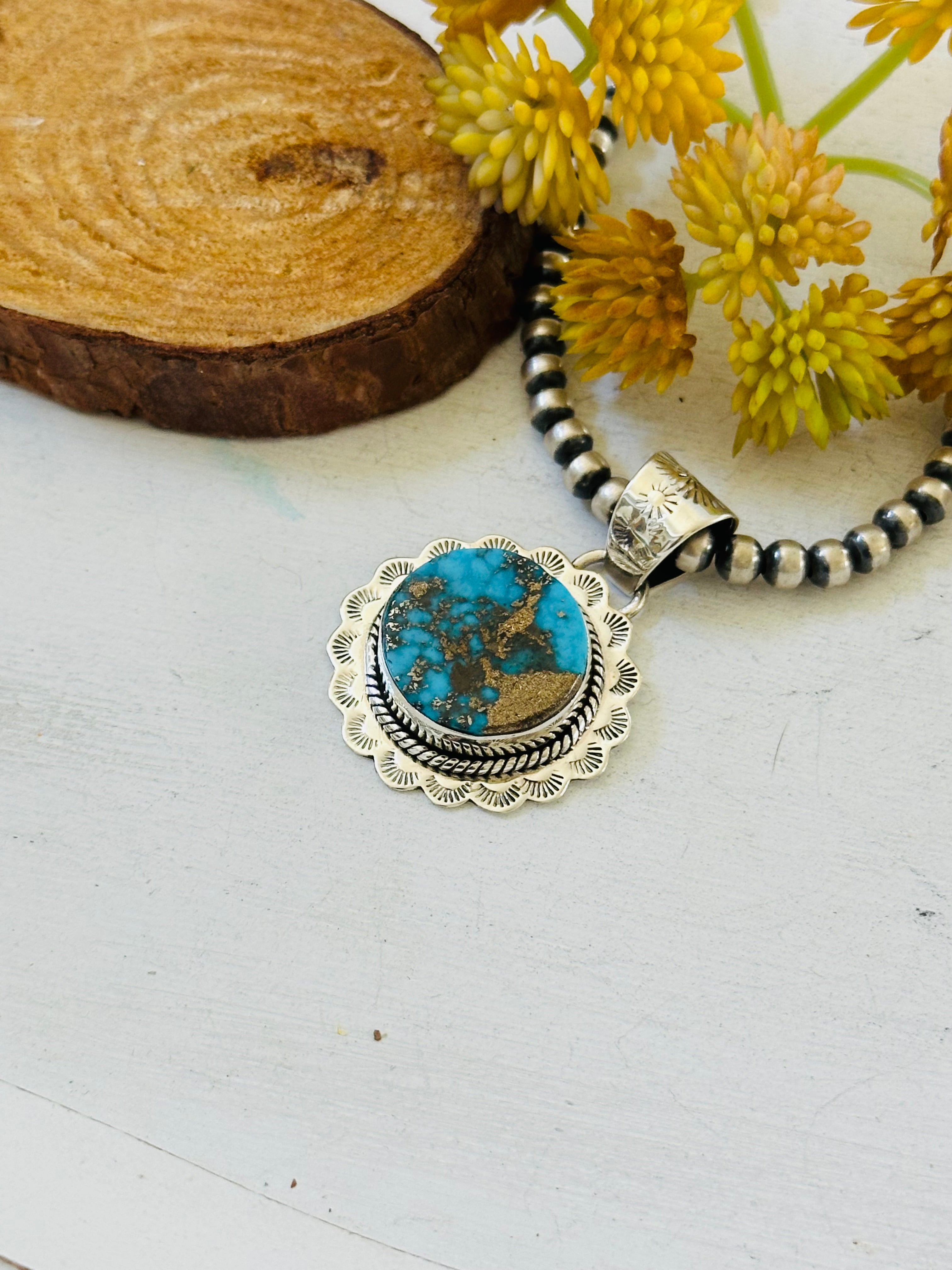 Southwest Handmade Blue Ridge Turquoise & Sterling Silver Pendant