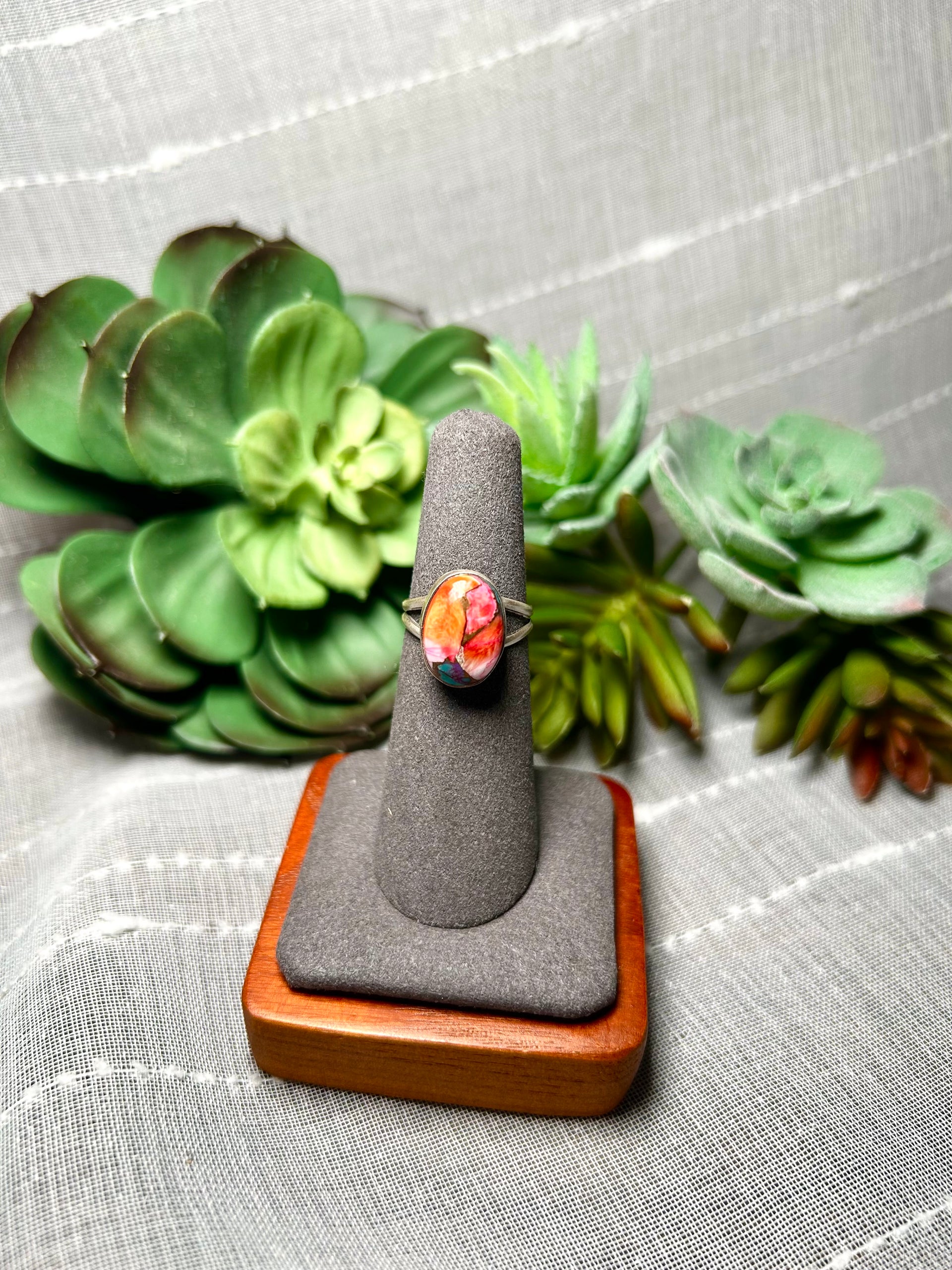 Navajo Made Mohave Turquoise & Sterling Silver Ring Size 5.75