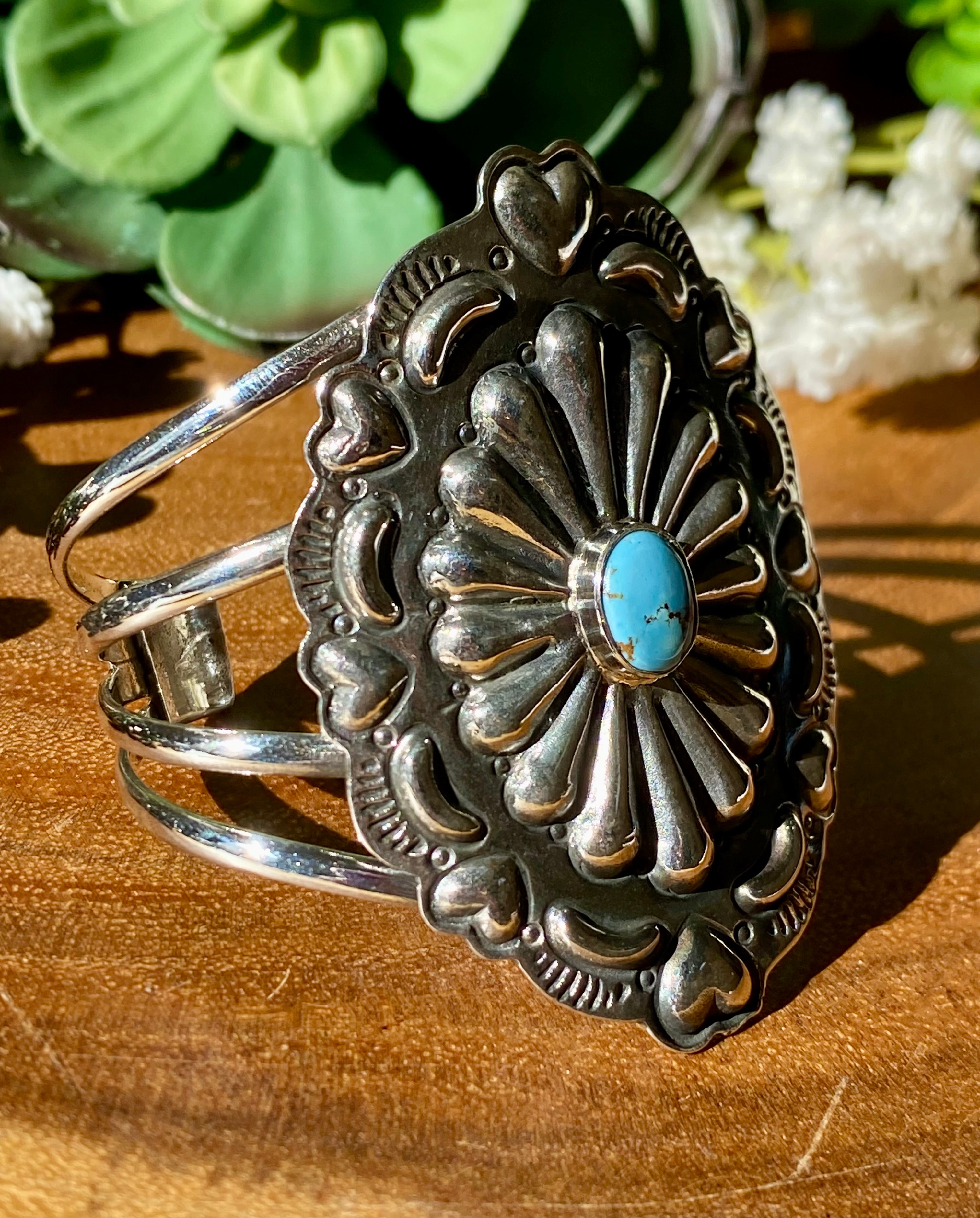 Southwest Handmade Golden Hills Turquoise & Sterling Silver Cuff Bracelet