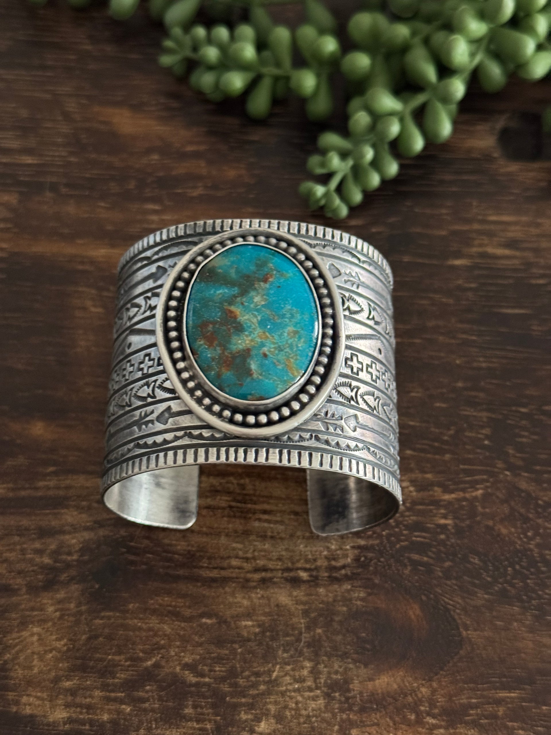 Stanford Yazzie Kingman Turquoise & Sterling Silver Cuff Bracelet
