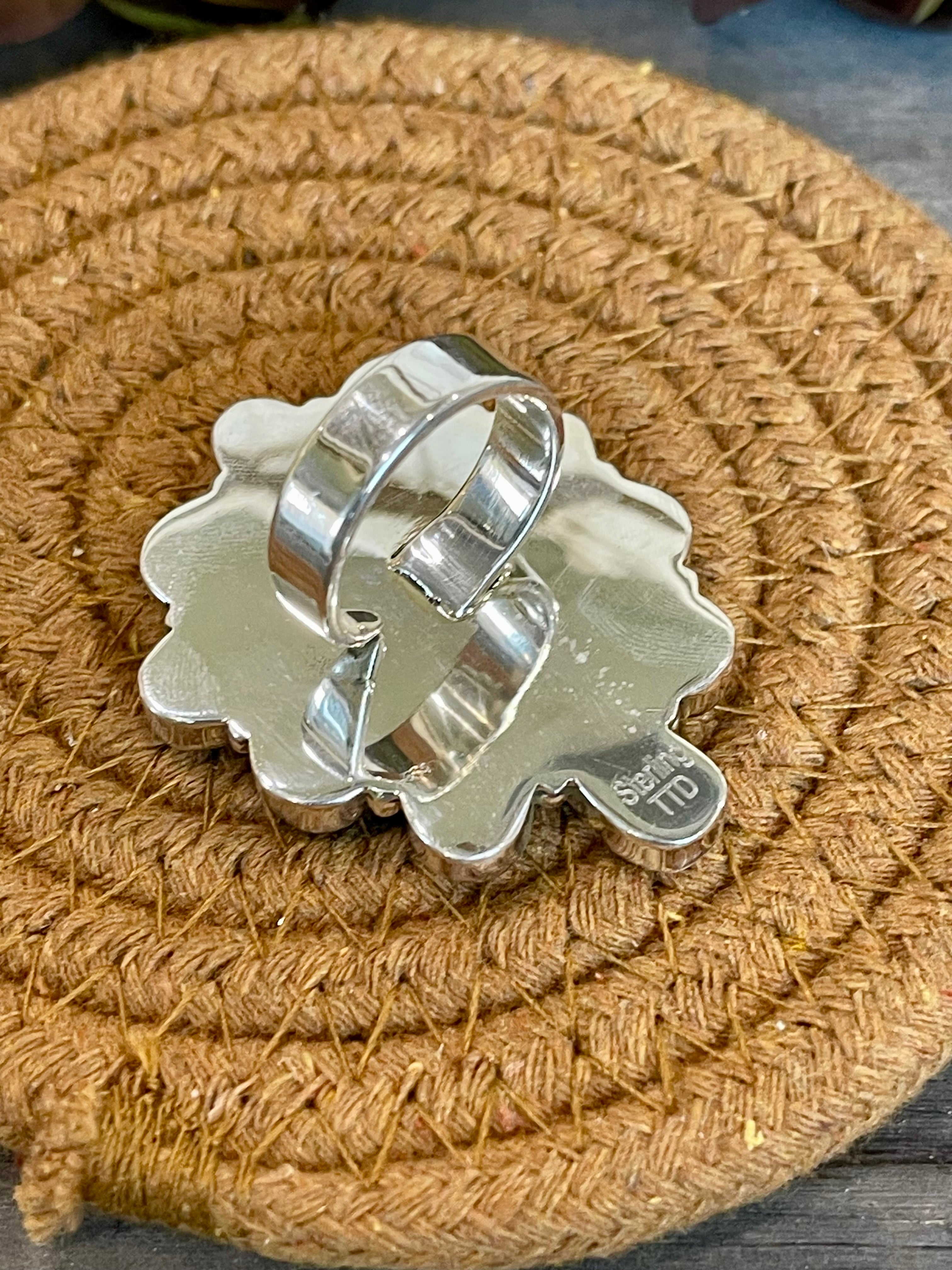 Southwest Handmade Multi Stone & Sterling Silver Adjustable Ring