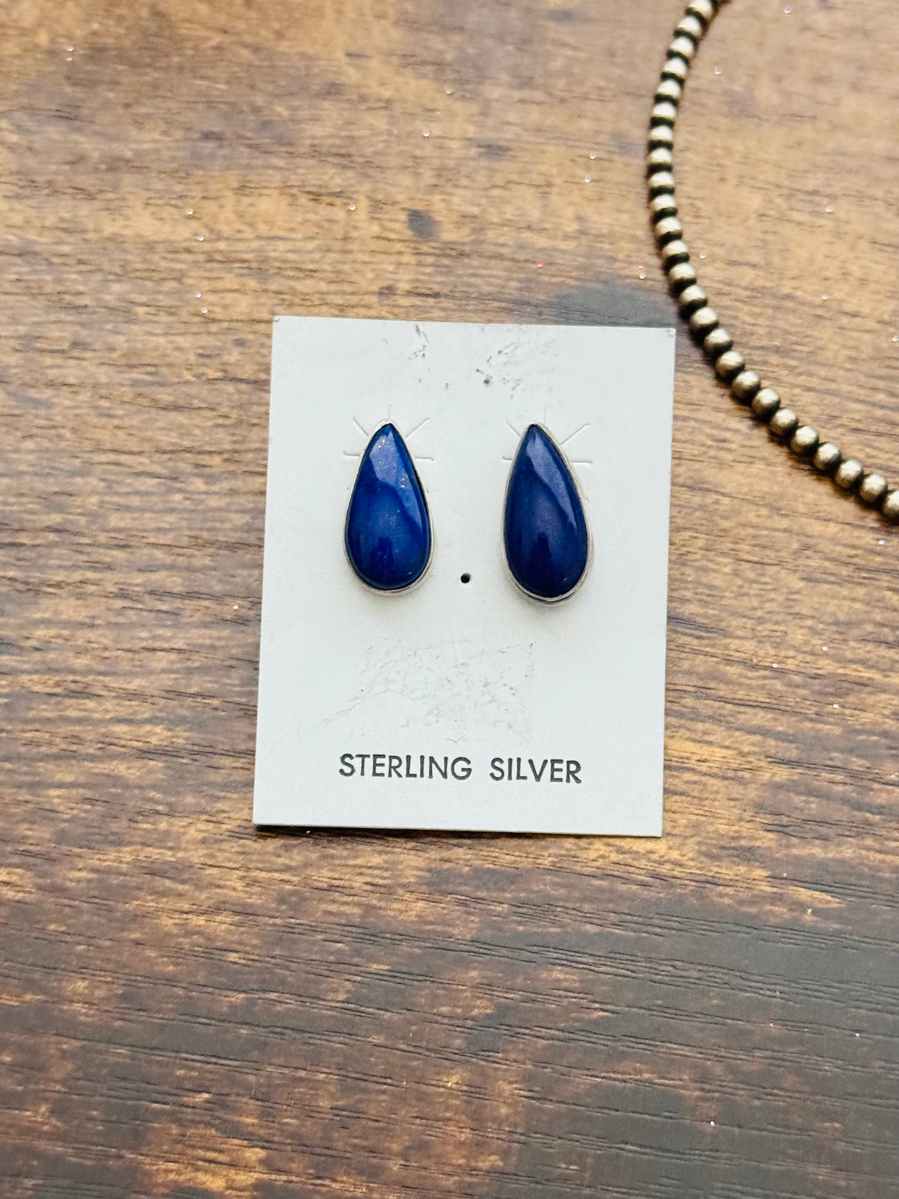 Navajo Made Lapis & Sterling Silver Necklace Set