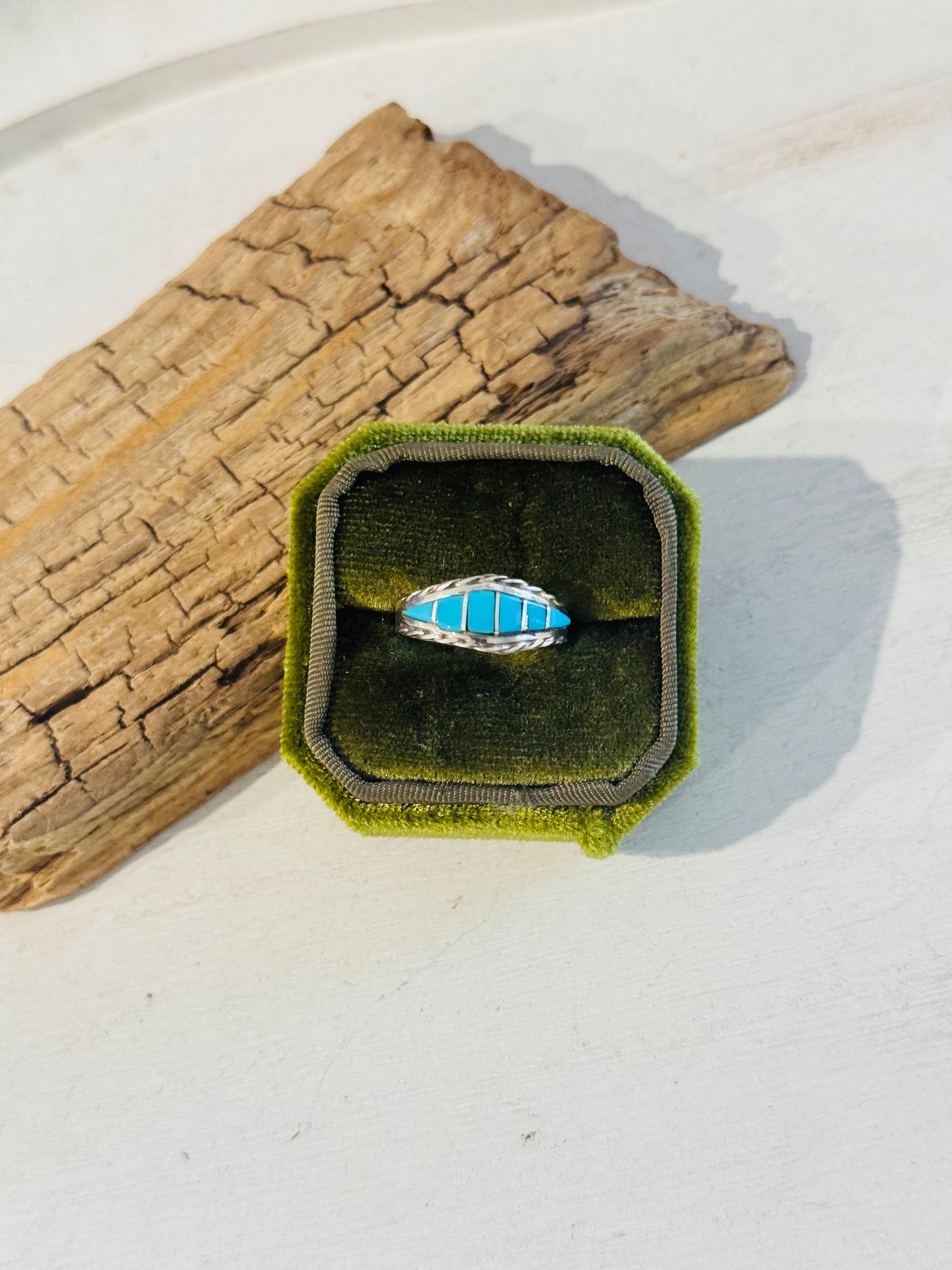 Navajo Made Kingman Turquoise & Sterling Silver Ring