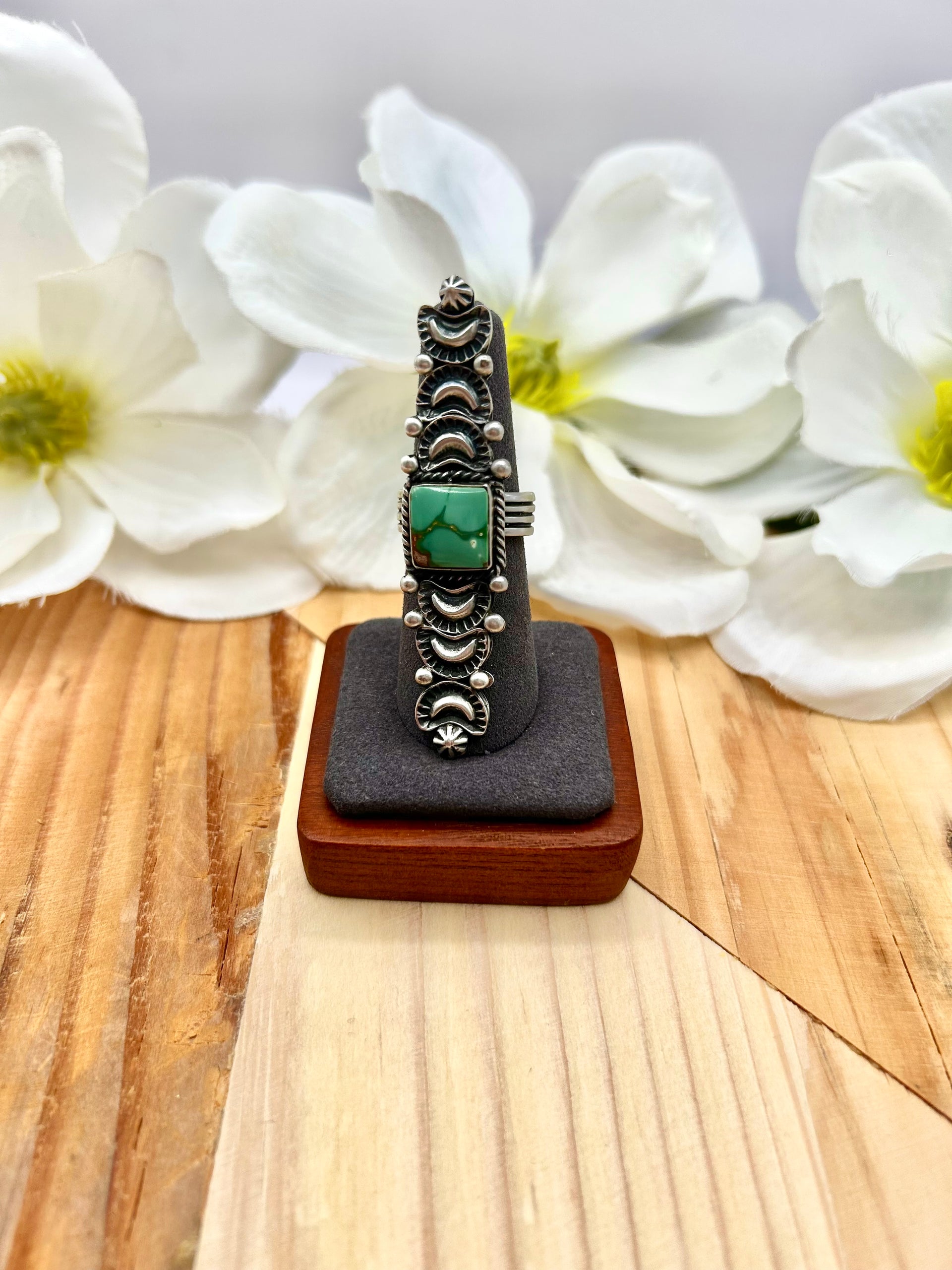 Leroy James Sonoran Gold Turquoise & Sterling Silver Adjustable Ring