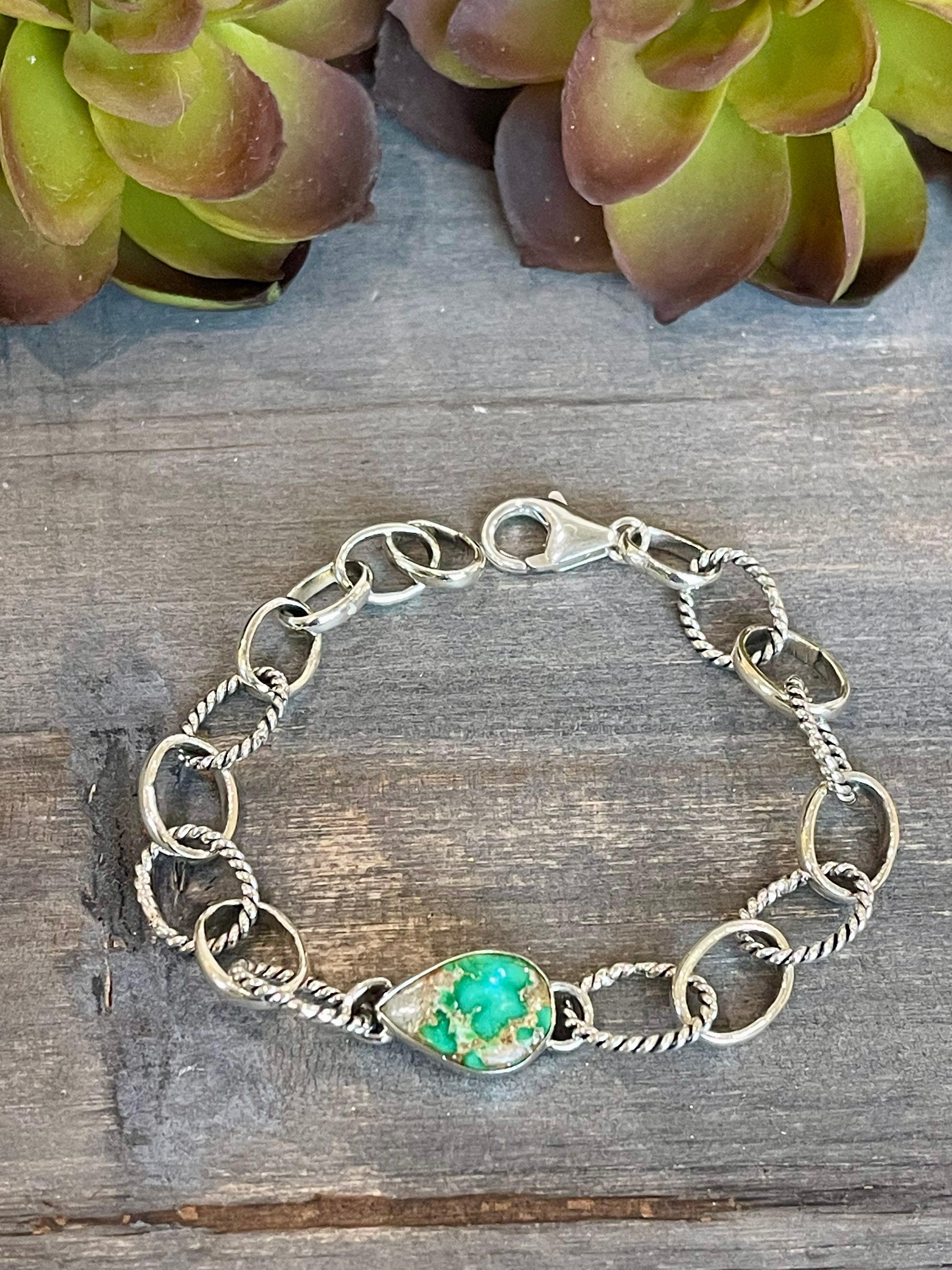 Southwest Handmade Sonoran Mountain Turquoise & Sterling Silver Bracelet