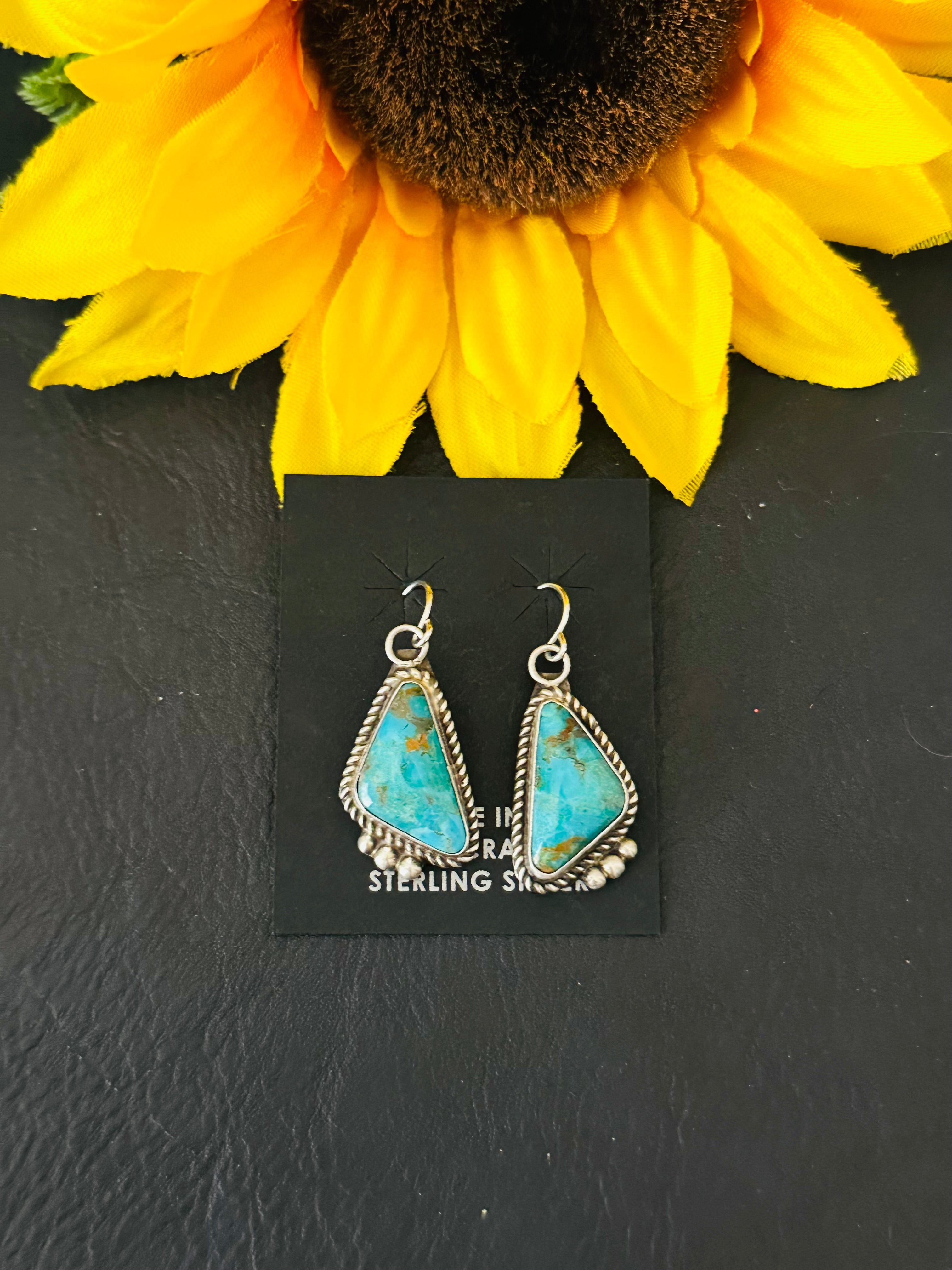 Judith Dixon Kingman Turquoise & Sterling Silver Dangle Earrings