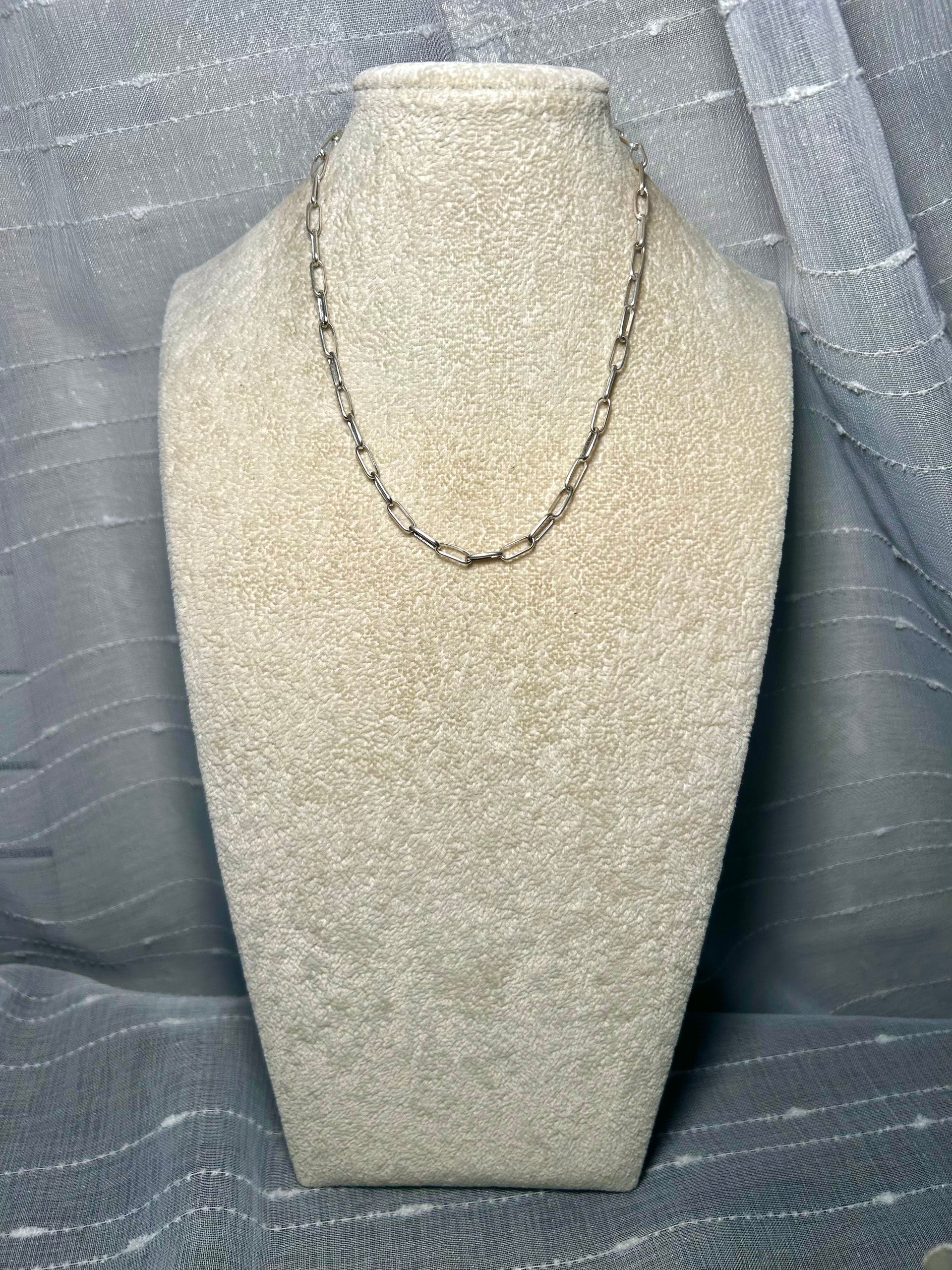 Navajo Made Strung Paper Clip Sterling Silver Necklace