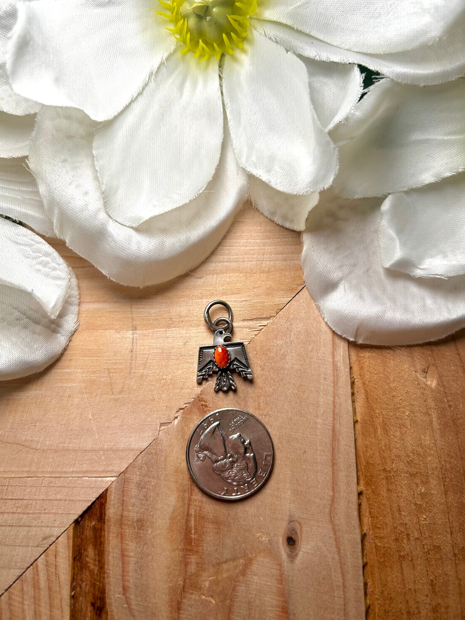 Navajo Made Spiny Oyster & Sterling Silver Pendant